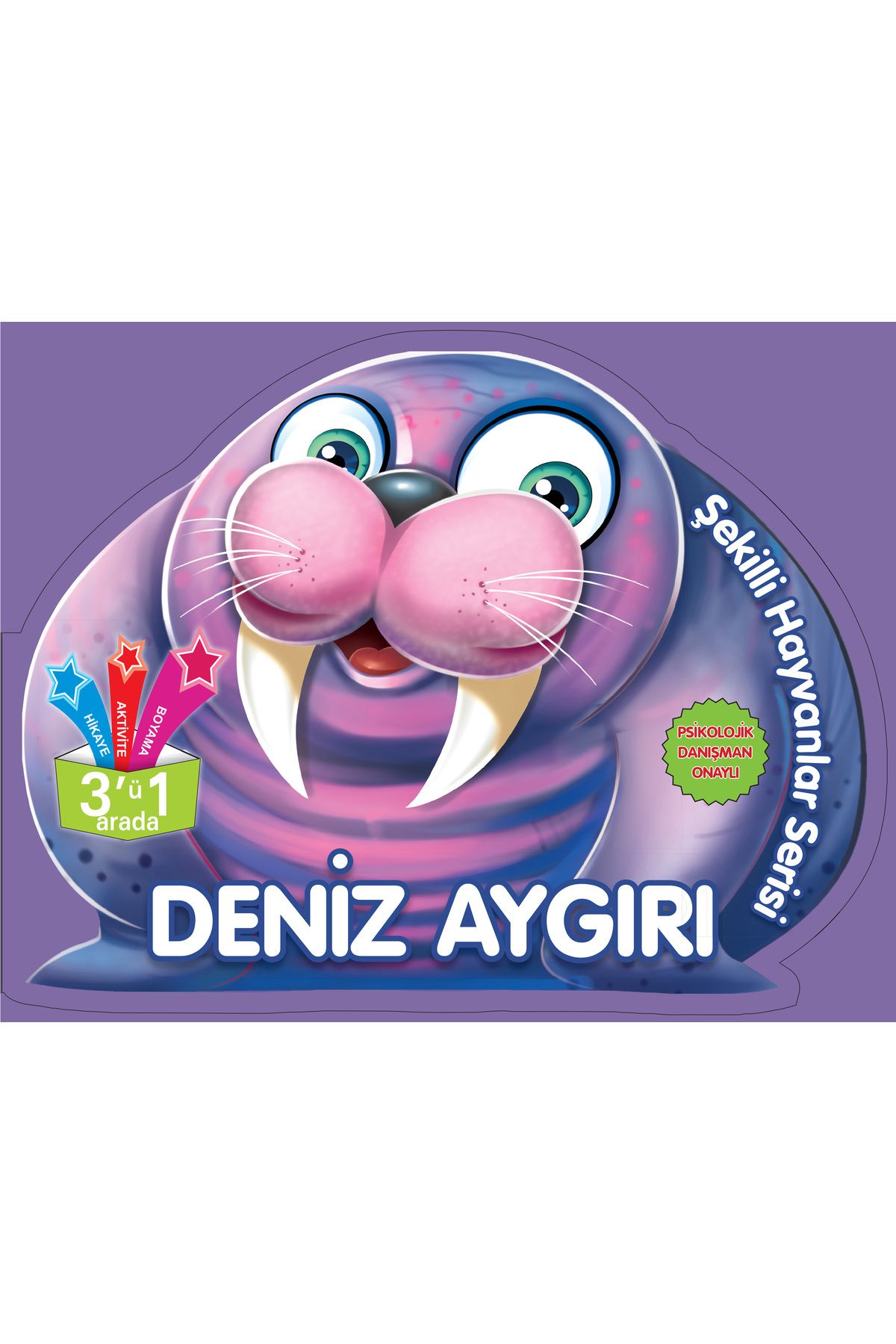 Karma Kitaplar Şekilli Hayvanlar Serisi - Deniz Aygırı kitap(Korunakli Posetle)