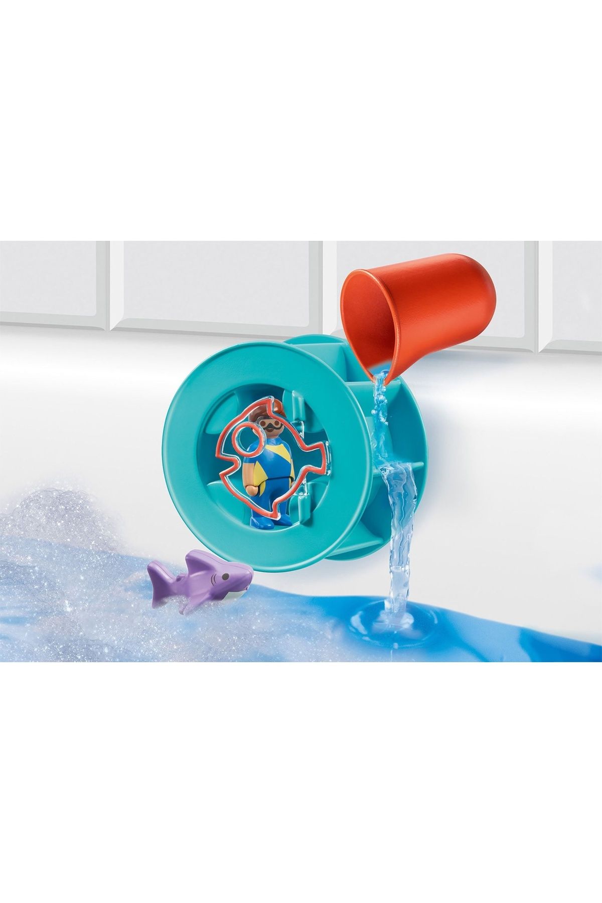 Playmobil - 1.2.3 Roata De Apa Cu Pui De Rechin - One Size