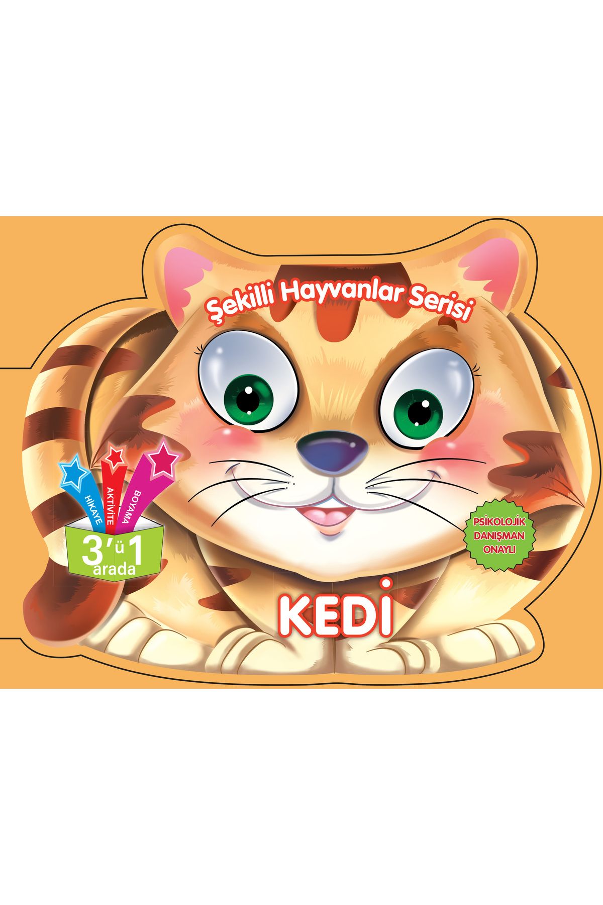 Karma Kitaplar Şekilli Hayvanlar Serisi - Kedi kitap(Korunakli Posetle)