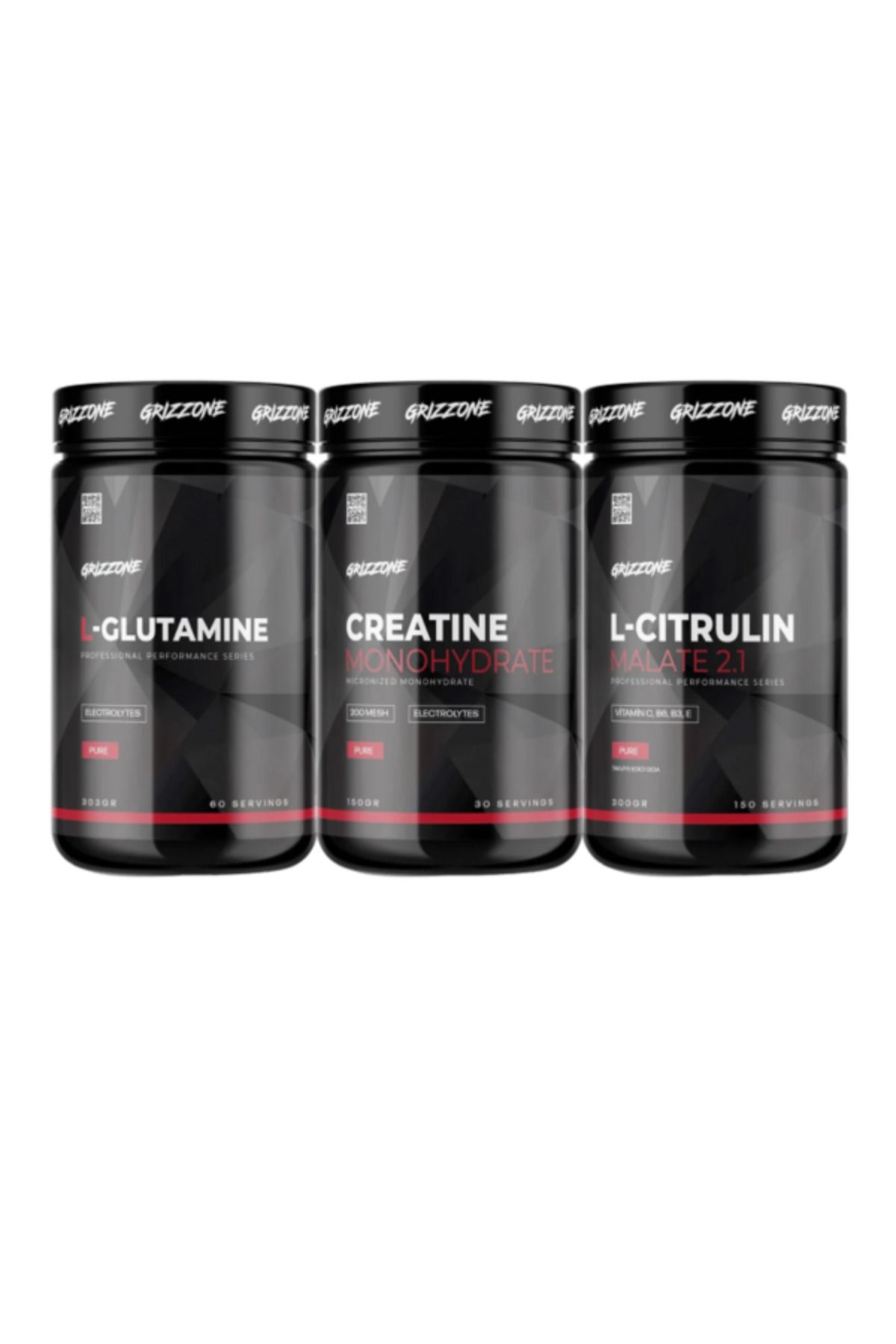 GRIZZONE Grızzy Amino Pack ( L-Glutamine 303Gr + Creatine 150Gr + L-Citruline Malate 303Gr )