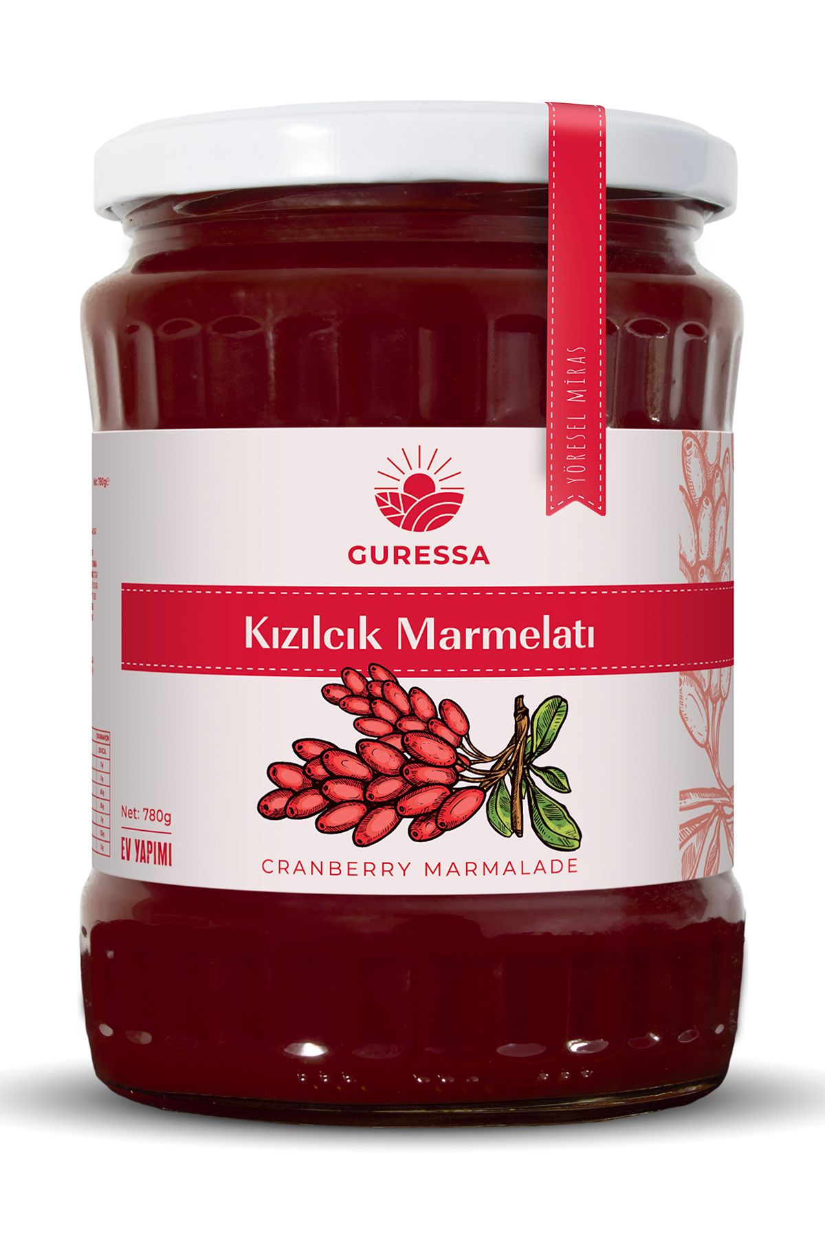 GURESSA Kızılcık Marmelatı 780 Gr Doğal Ev Yapımı