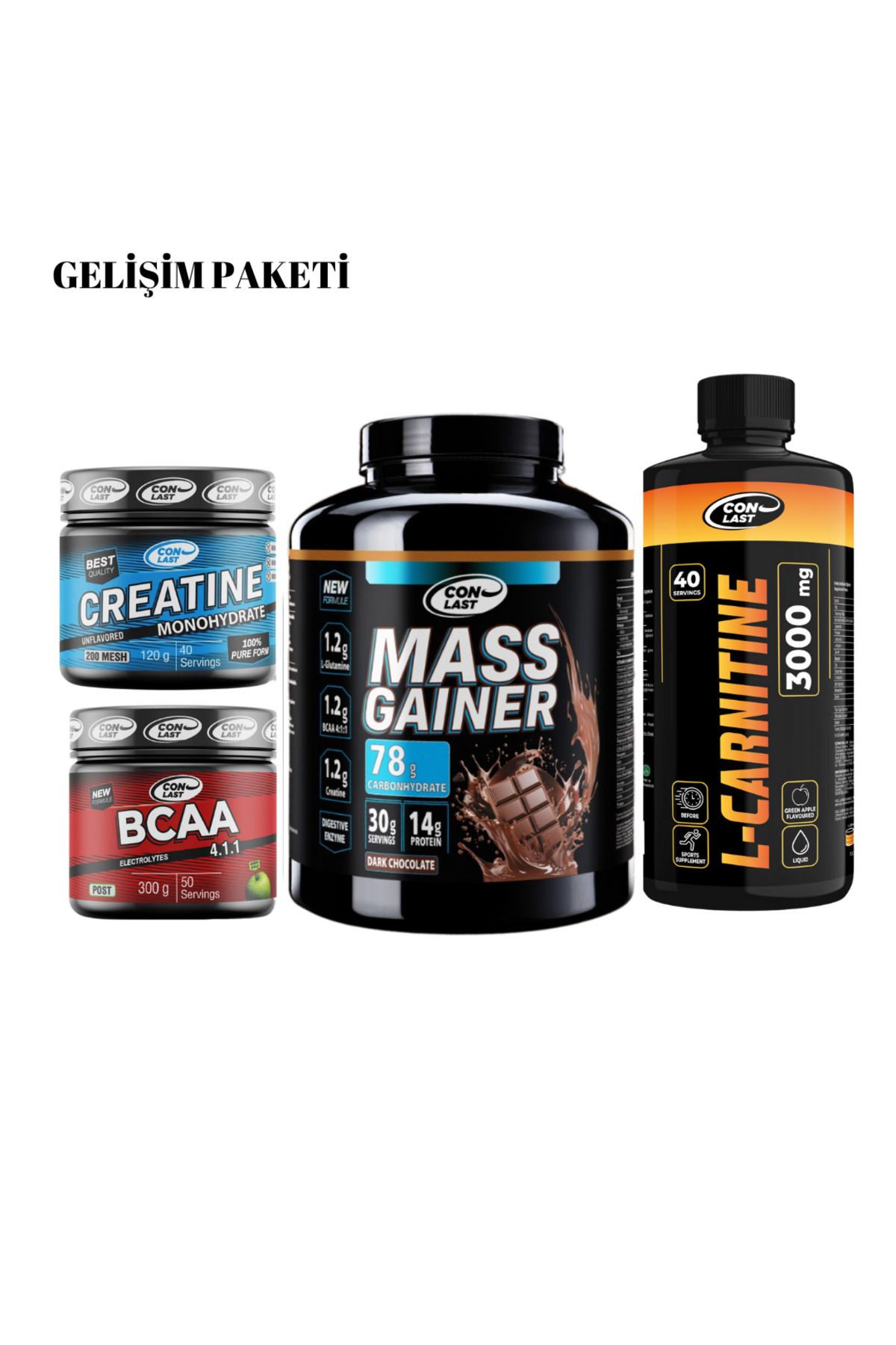 Conlast Gelişim Paketi Mass Gainer 3000g/Bcaa 300g/Creatine 120g/L-Carnıtıne 3000mg