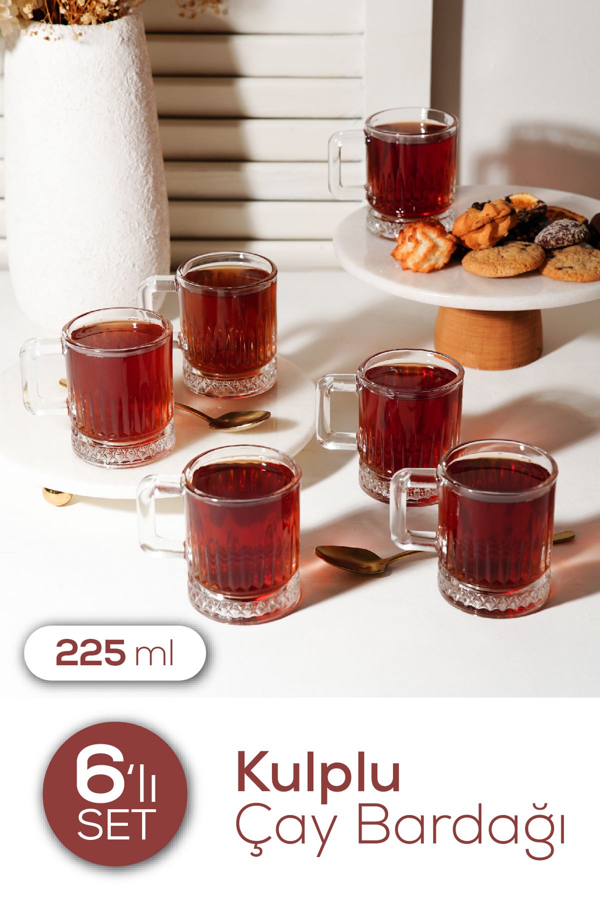 Vienev-6 Tea Glasses with Glass Handle 225 ml 1