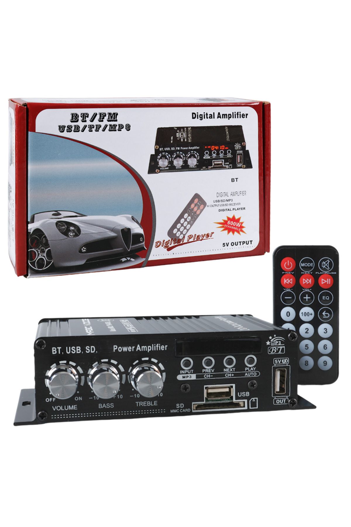 tgmz 12 VOLT 100 WATT MOTOSİKLET BLUETOOTH AMFİ USB/SD 2 KANAL PAZARCI - ANFİ (154X80X42MM) (4767)