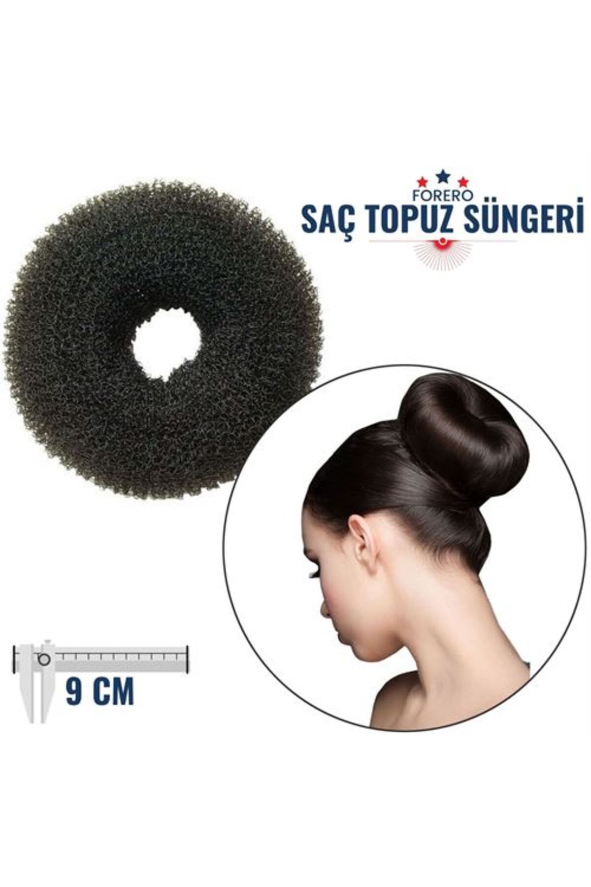 Takaz Global Forero Saç Topuz Süngeri 9 Cm SİYAH