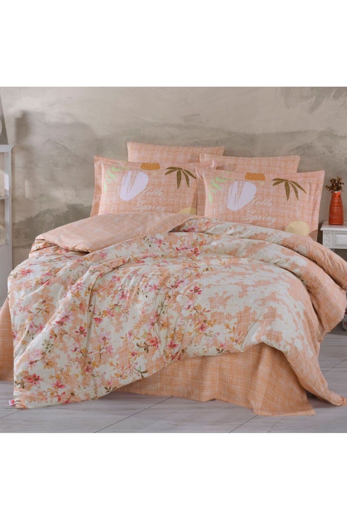 OEM Çift Kişilik Poplin Nevresim Lily Somon