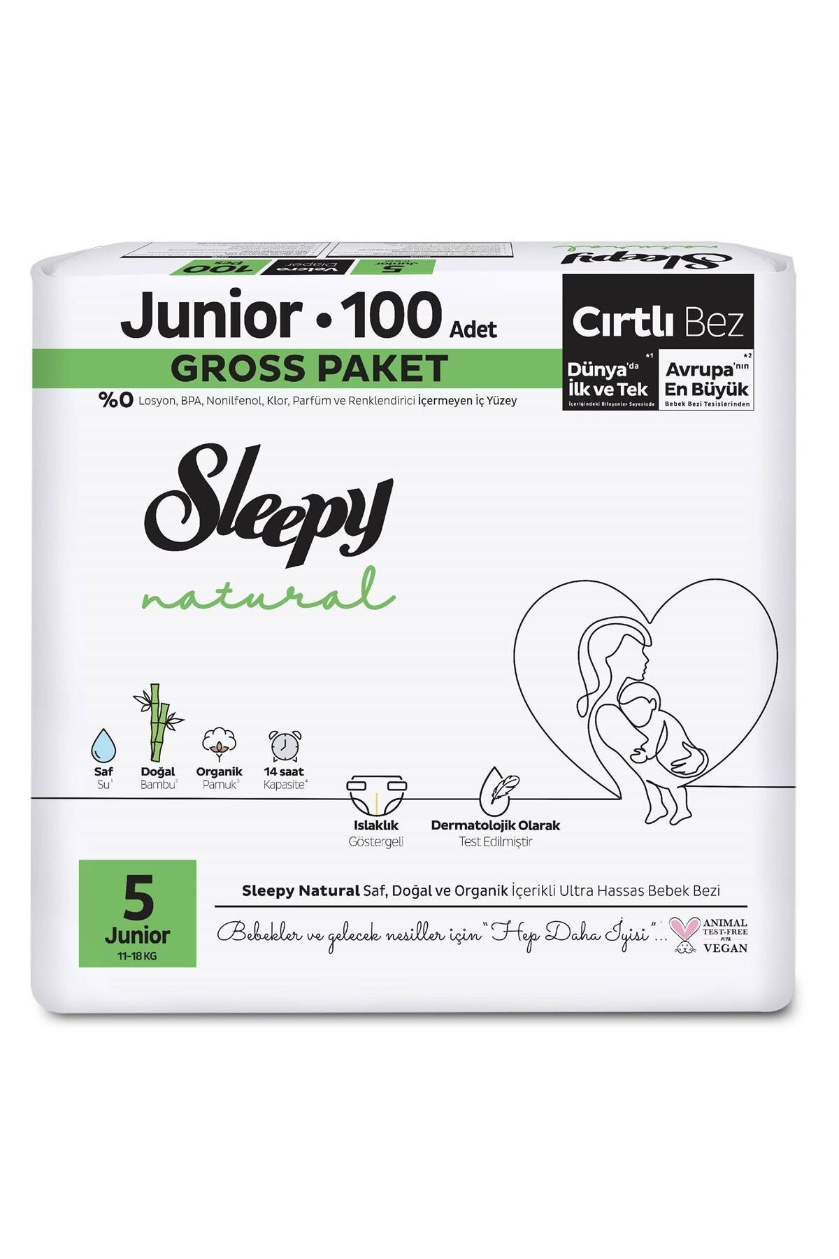 Sleepy Natural Bebek Bezi Gross Paket 5 Beden 11-18 Kg 100 Adet