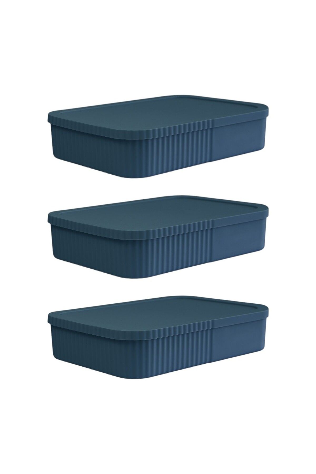 devigo-3 Pieces of 6-Liter Slim-Wide Storage Box with Lid - Office and Stationery Organizer Multi-Purpose Use 1