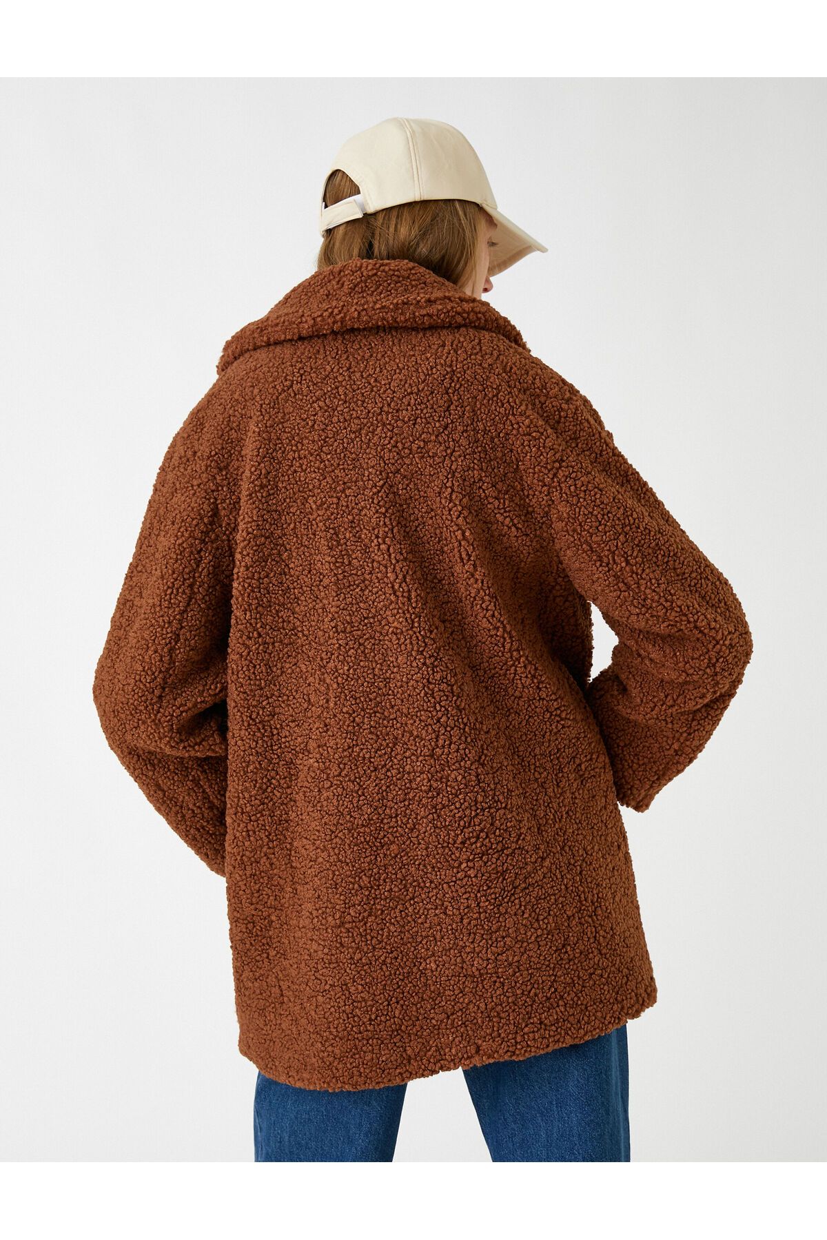 Koton-Plush Double Breasted Coat with Double Button Pockets 4