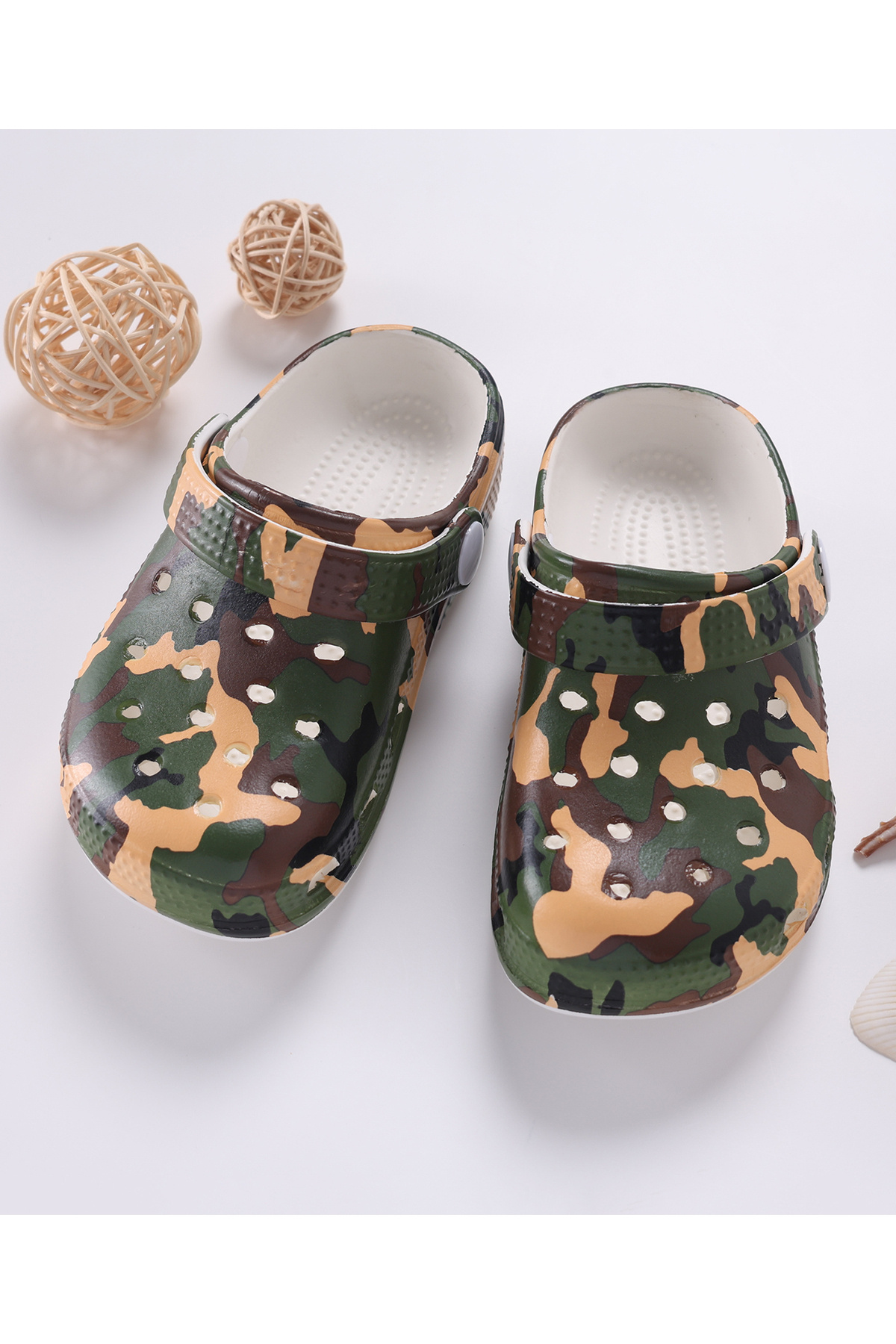 SAPS-All Over Camouflage Printed Slip On Clogs - Multi Color 1