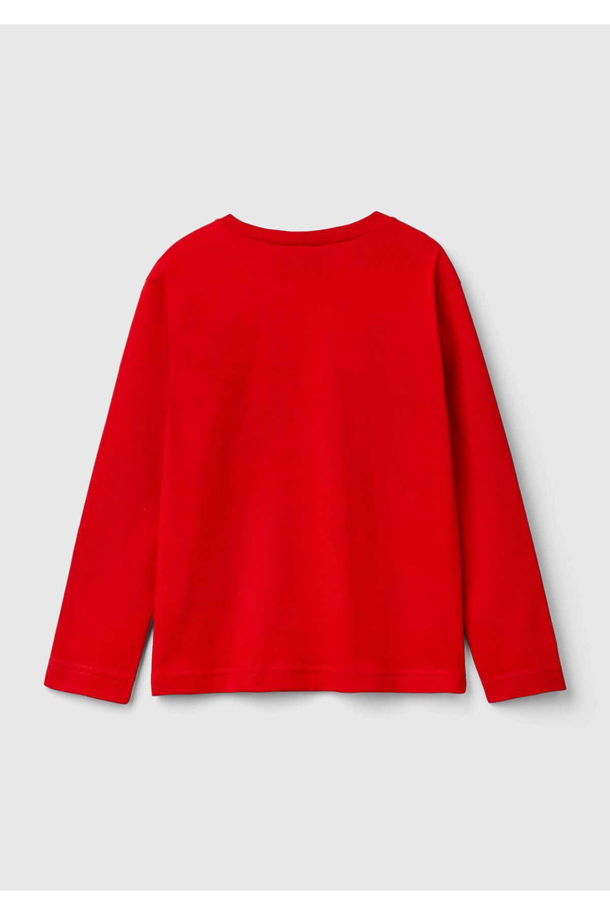 United Colors of Benetton-Boy's Red Hem Logo Front Photo Print Long Sleeve T-Shirt 2