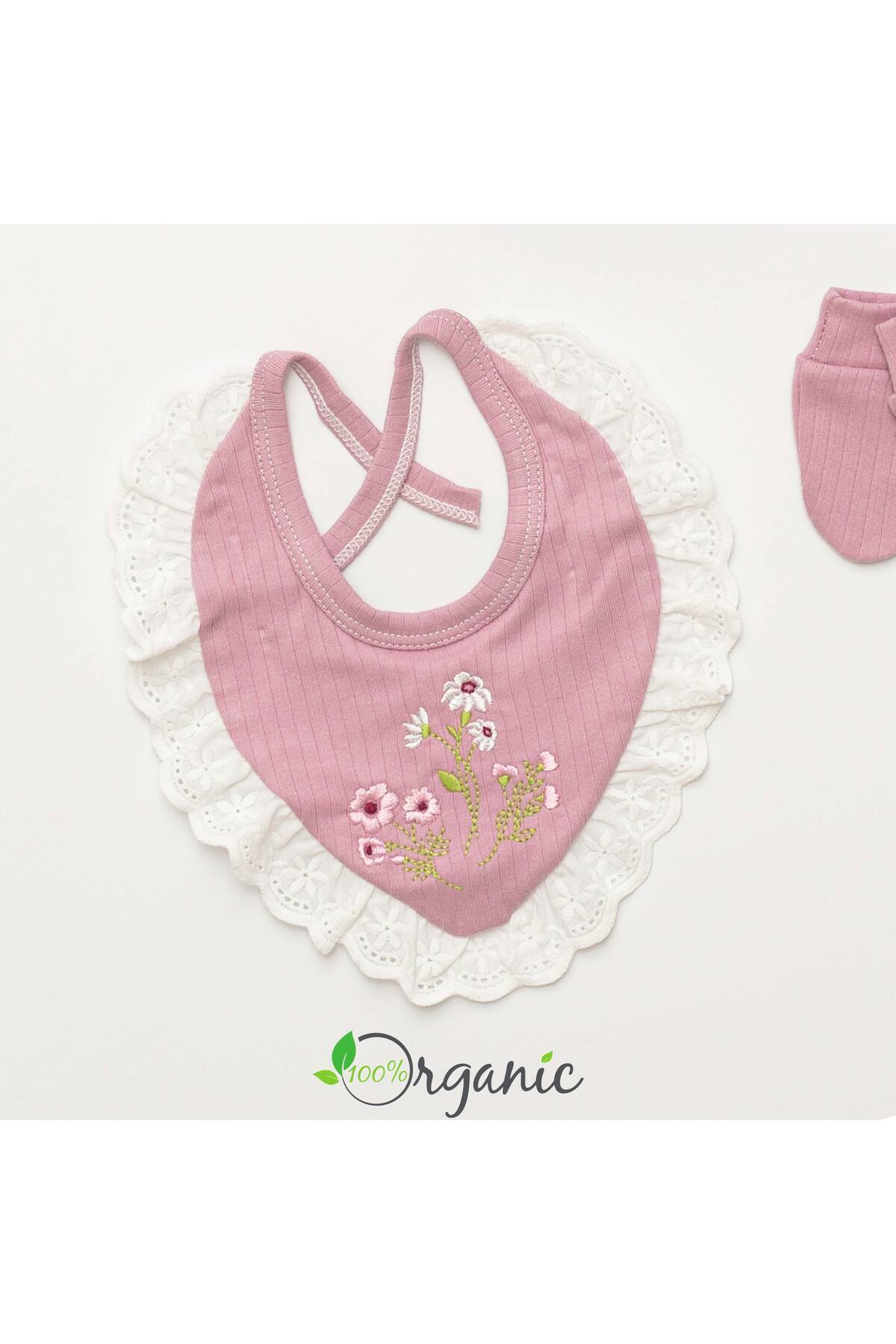 Miniel Kız Bebek Yeni Doğan Dantel Detaylı Lora Şapkalı 5'li Hastane Çıkış Seti fotoğrafı 5 (önizleme)