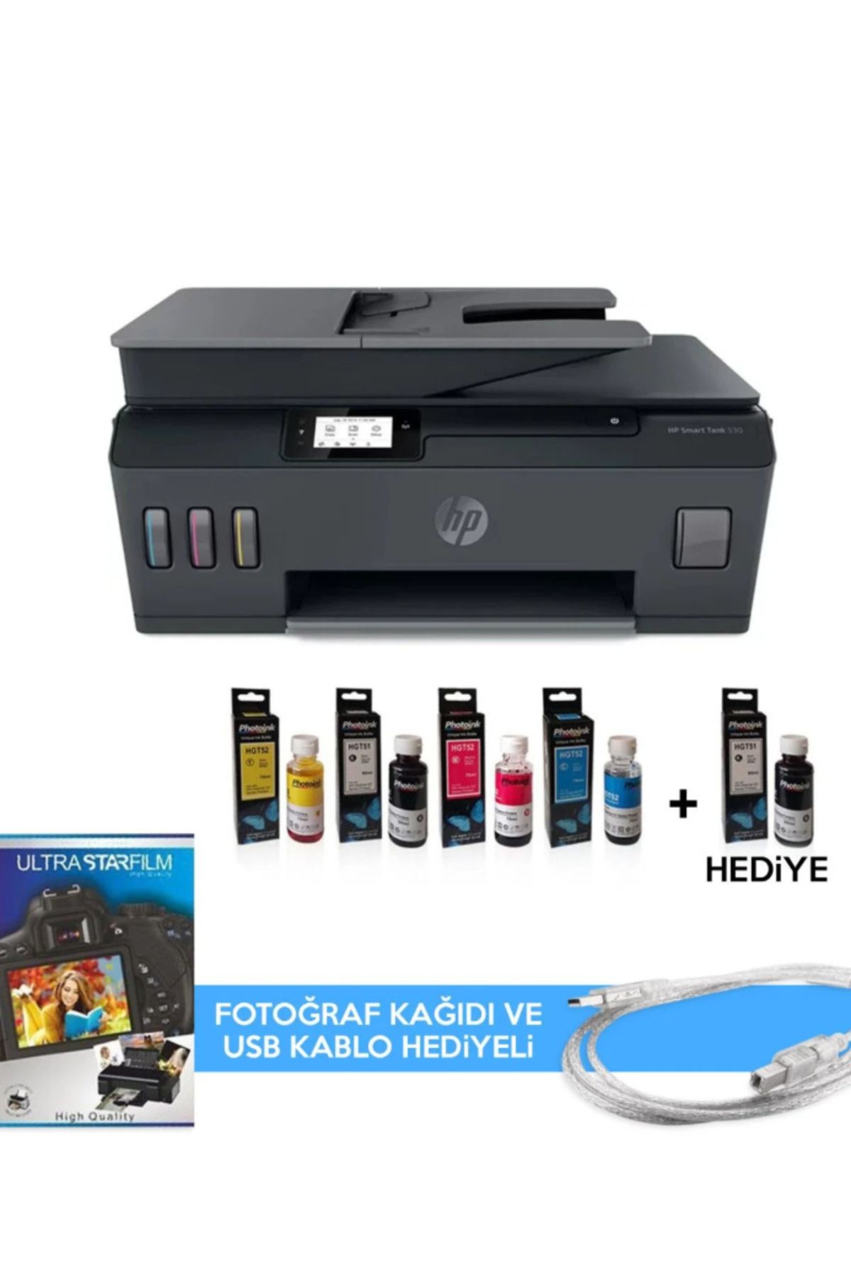 HP Photoink Mürekkepli  4SB24A Wi-Fi + Tarayıcı + Fotokopi Çok Fonksiyonlu Yazıcı