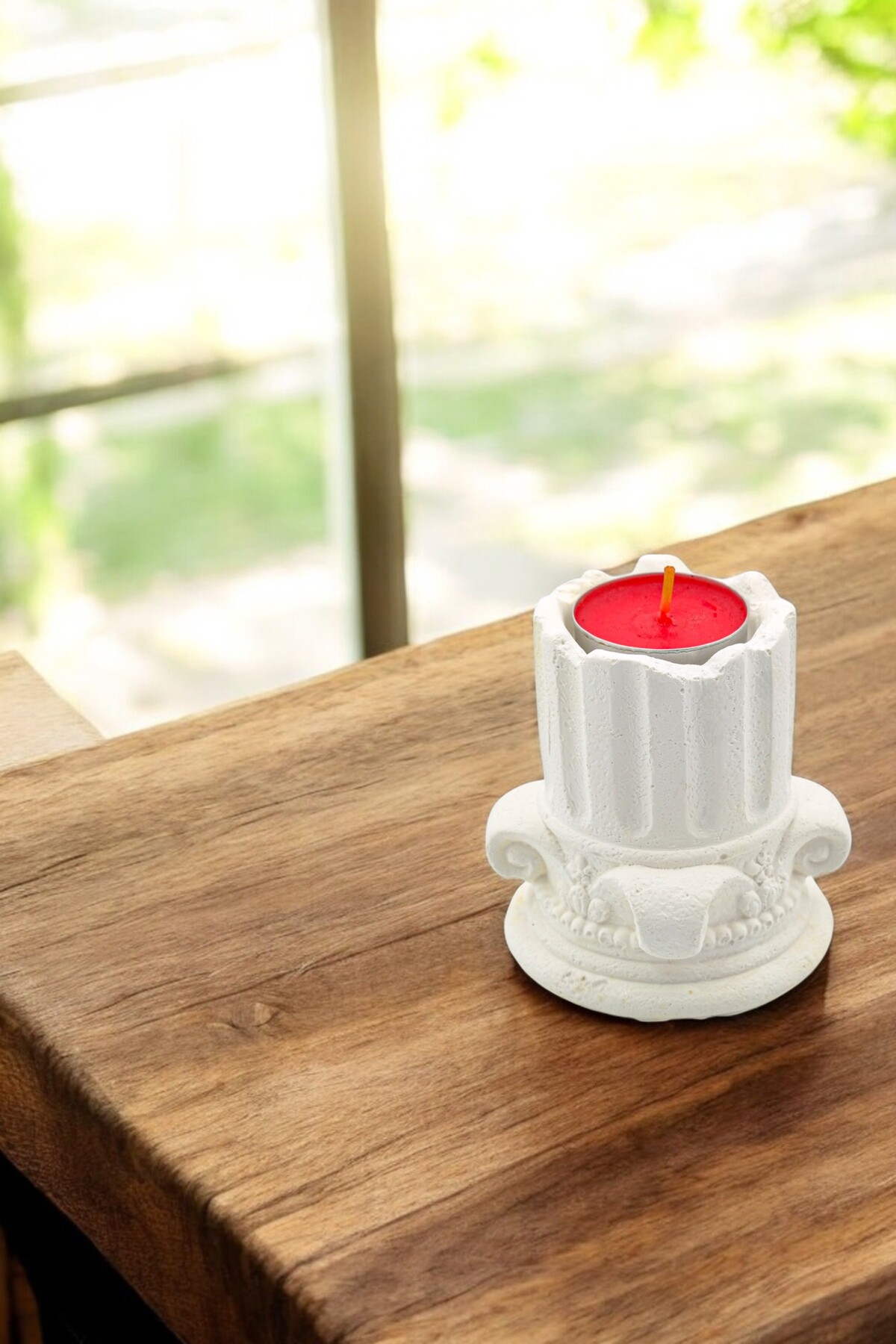 White Candle Holder Candlestick Tealight Candle Compatible Historical Column Model