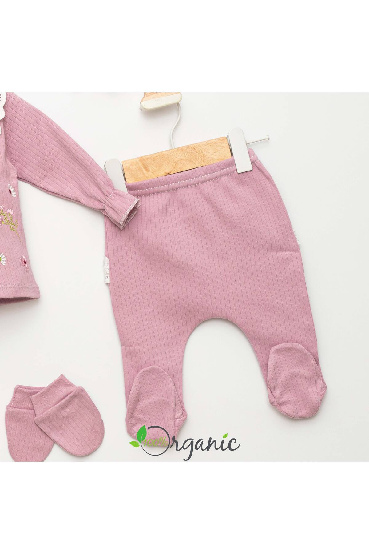 Miniel Kız Bebek Yeni Doğan Dantel Detaylı Lora Şapkalı 5'li Hastane Çıkış Seti fotoğrafı 4 (önizleme)