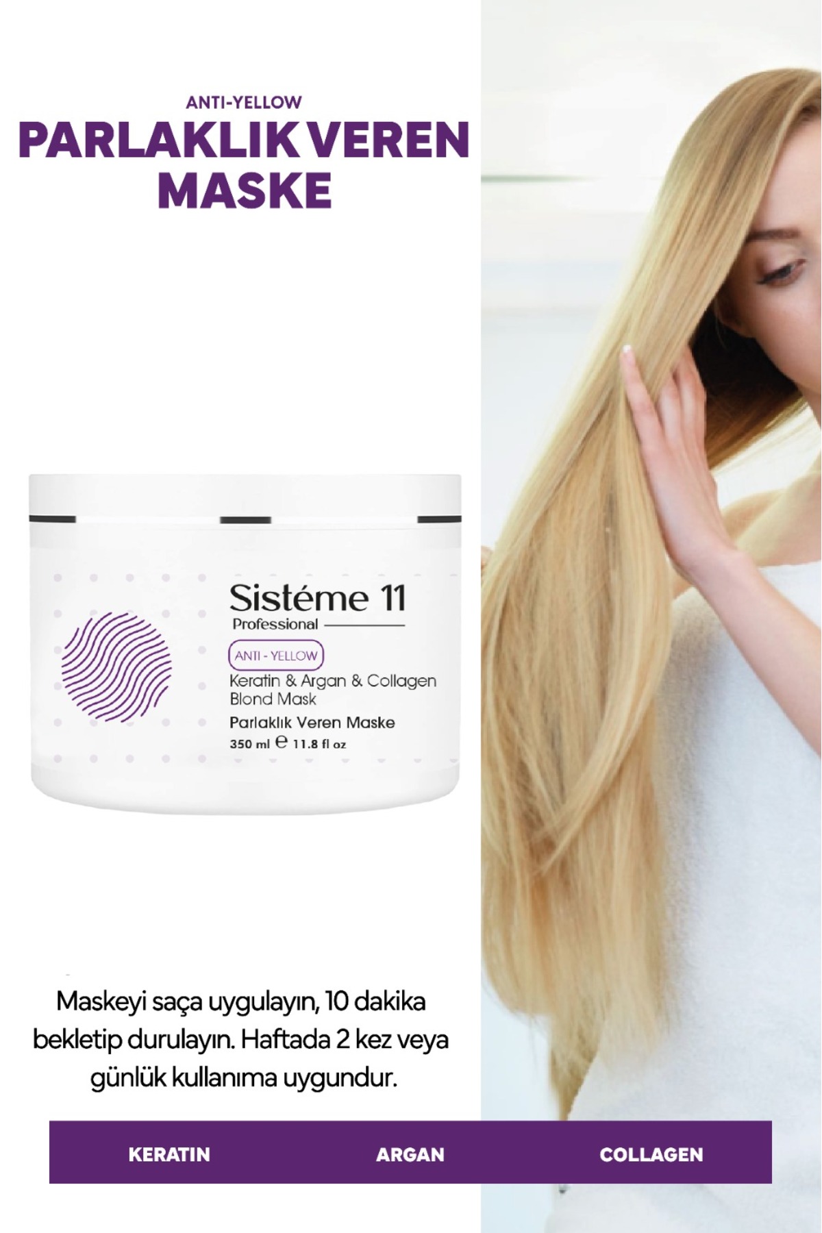 Sisteme 11 Parlaklık Veren Saç Bakım Maskesi 350 ml — 8684091009382 — تصویر 2 از 4