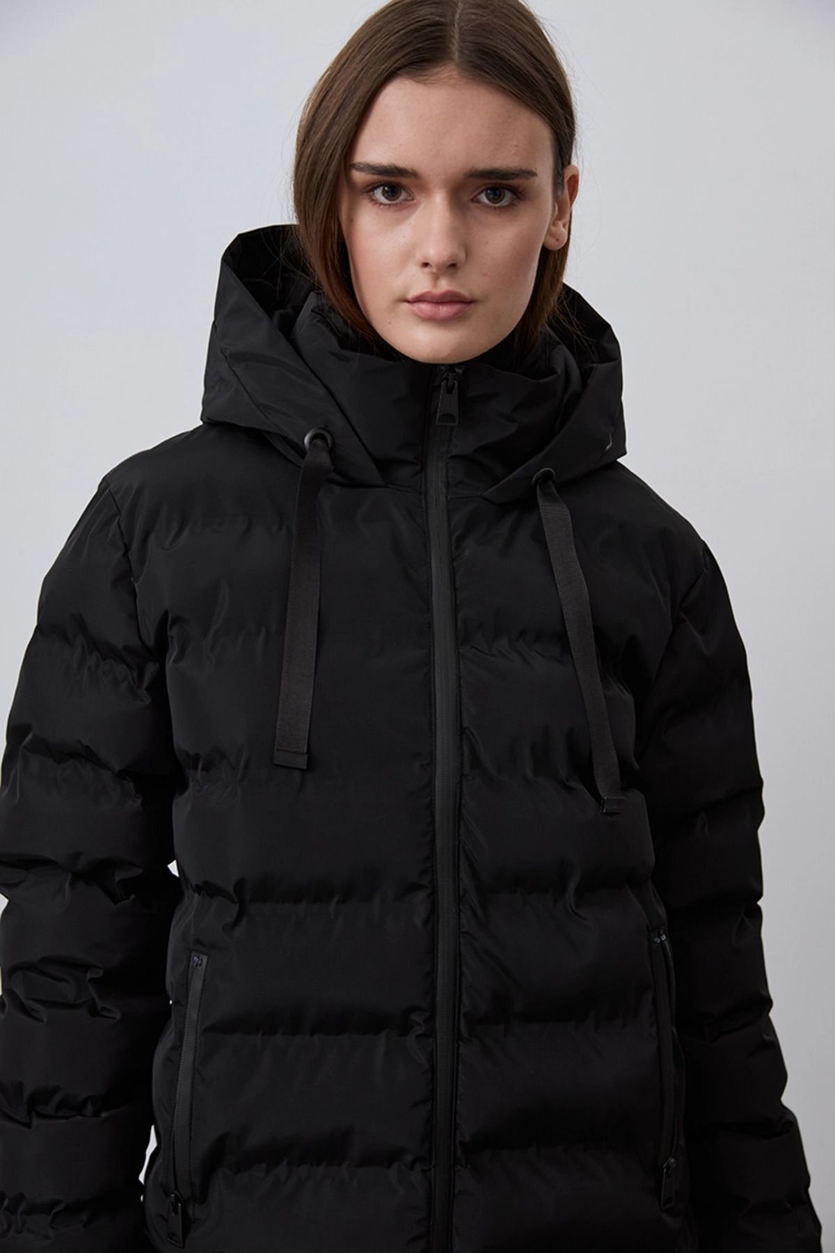 Gusto-Hooded Long Puffer Jacket - Black 5