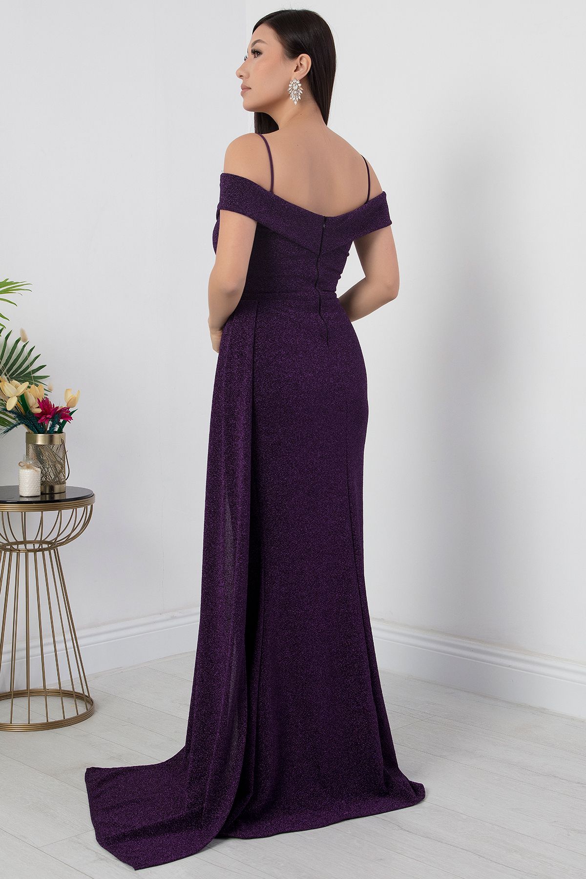 PULLIMM-Stone Detailed Slit Chest Evening Dress - 39950 7
