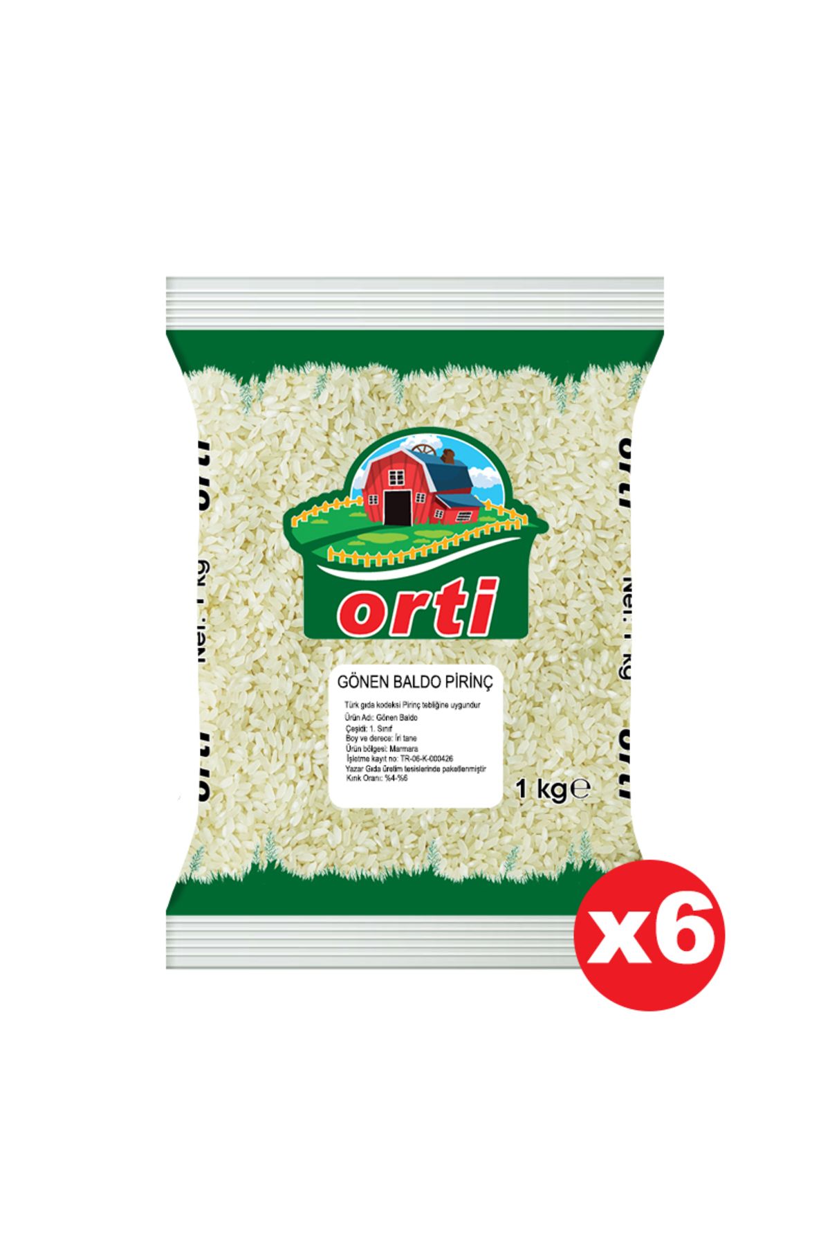 orti Gönen Baldo Pirinç 1 Kg x 6 adet