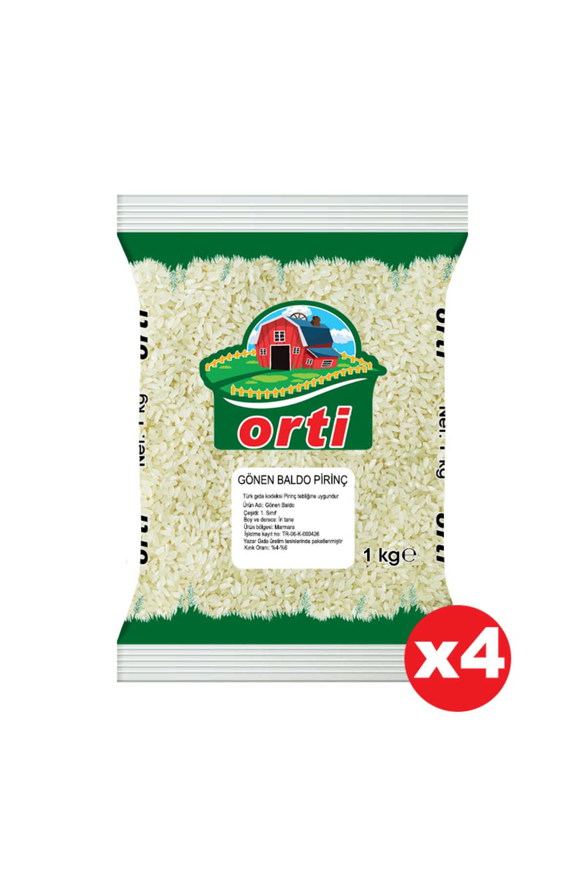 orti Gönen Baldo Pirinç 1 Kg x 4 adet