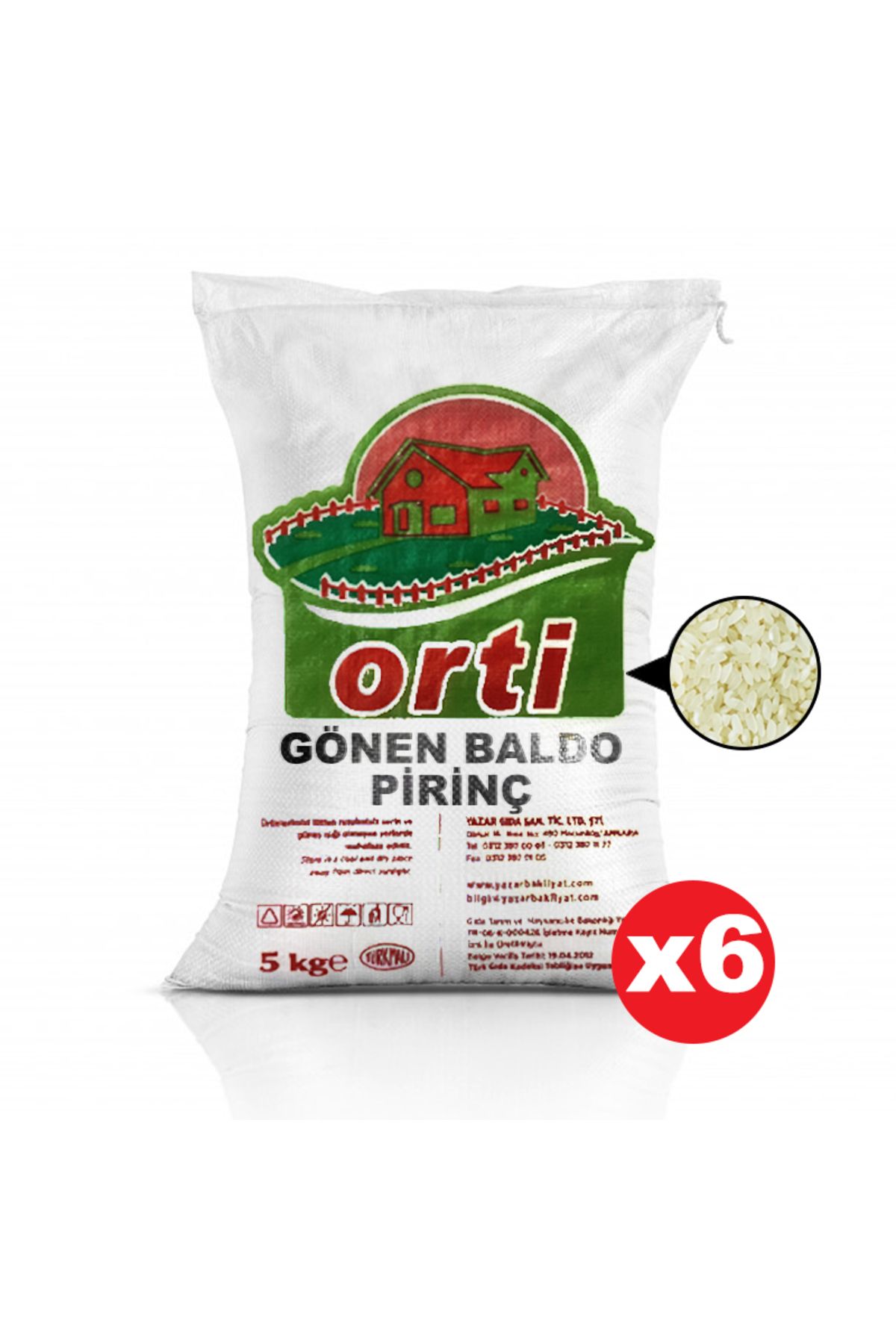 orti Gönen Baldo Pirinç 5 Kg. x 6 Adet