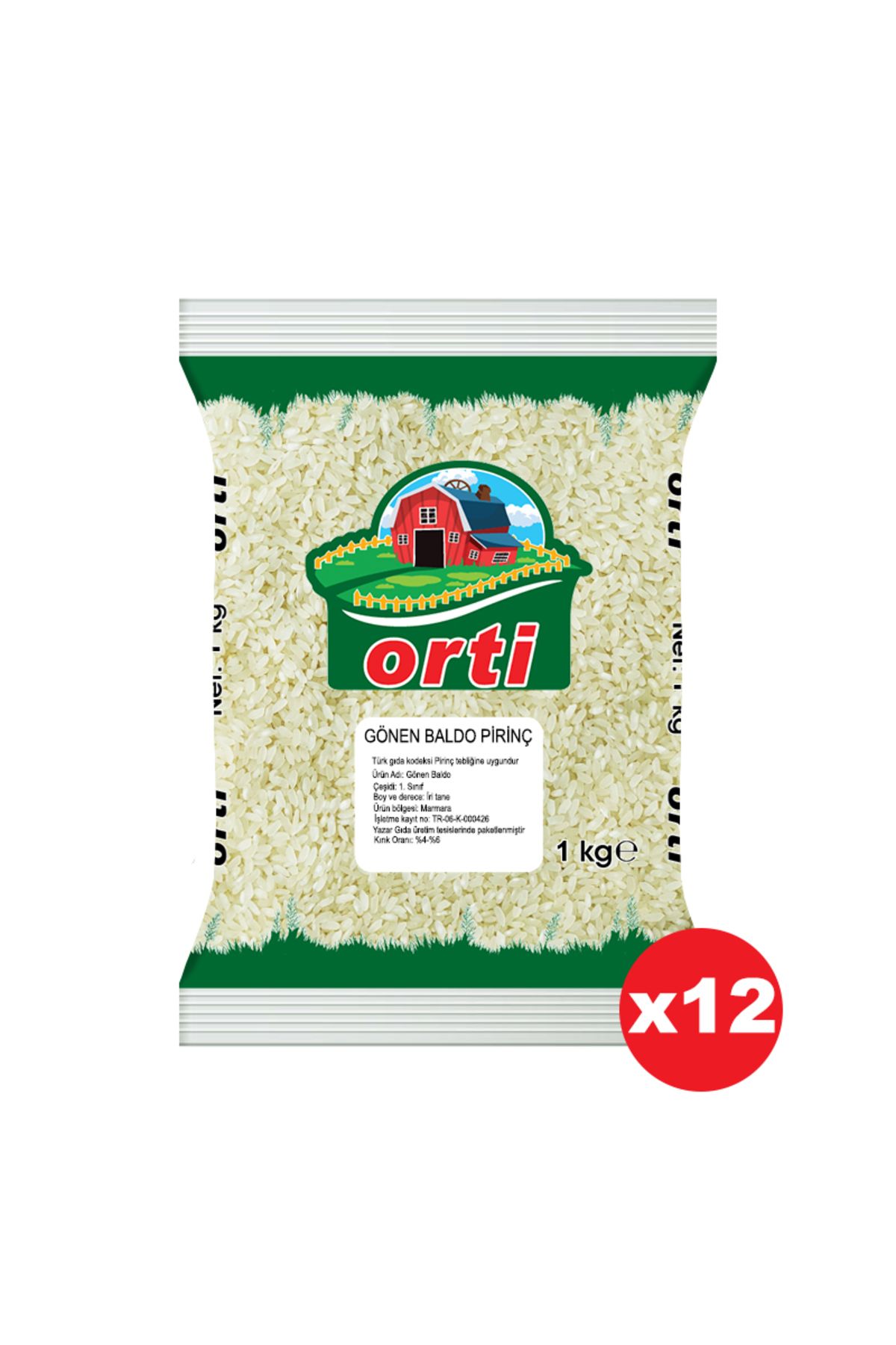 orti Gönen Baldo Pirinç 1 Kg x 12 adet