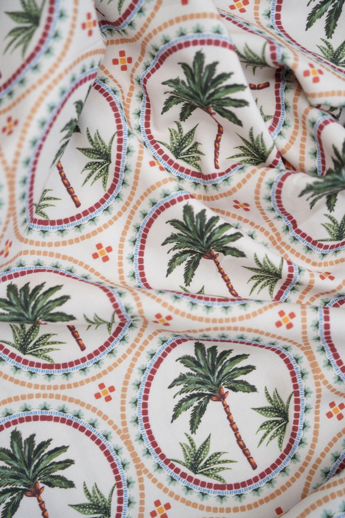 Tuğba Kuğu-Printed Panama Fabric (100% Cotton) |   Mosaic Palm Trees 3