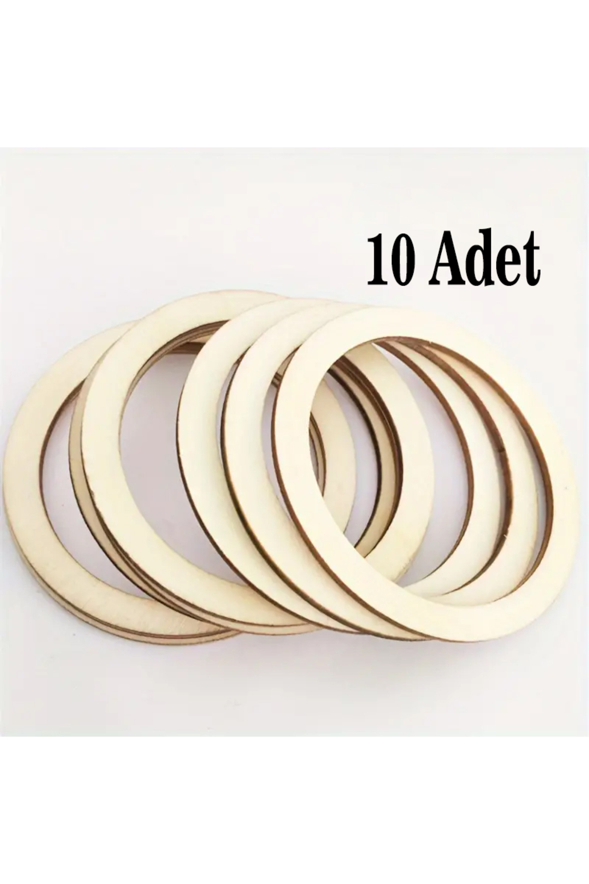 10 Adet Ahşap Halka Boyama Seti + 6 lı boya+2 Fırça ile 7