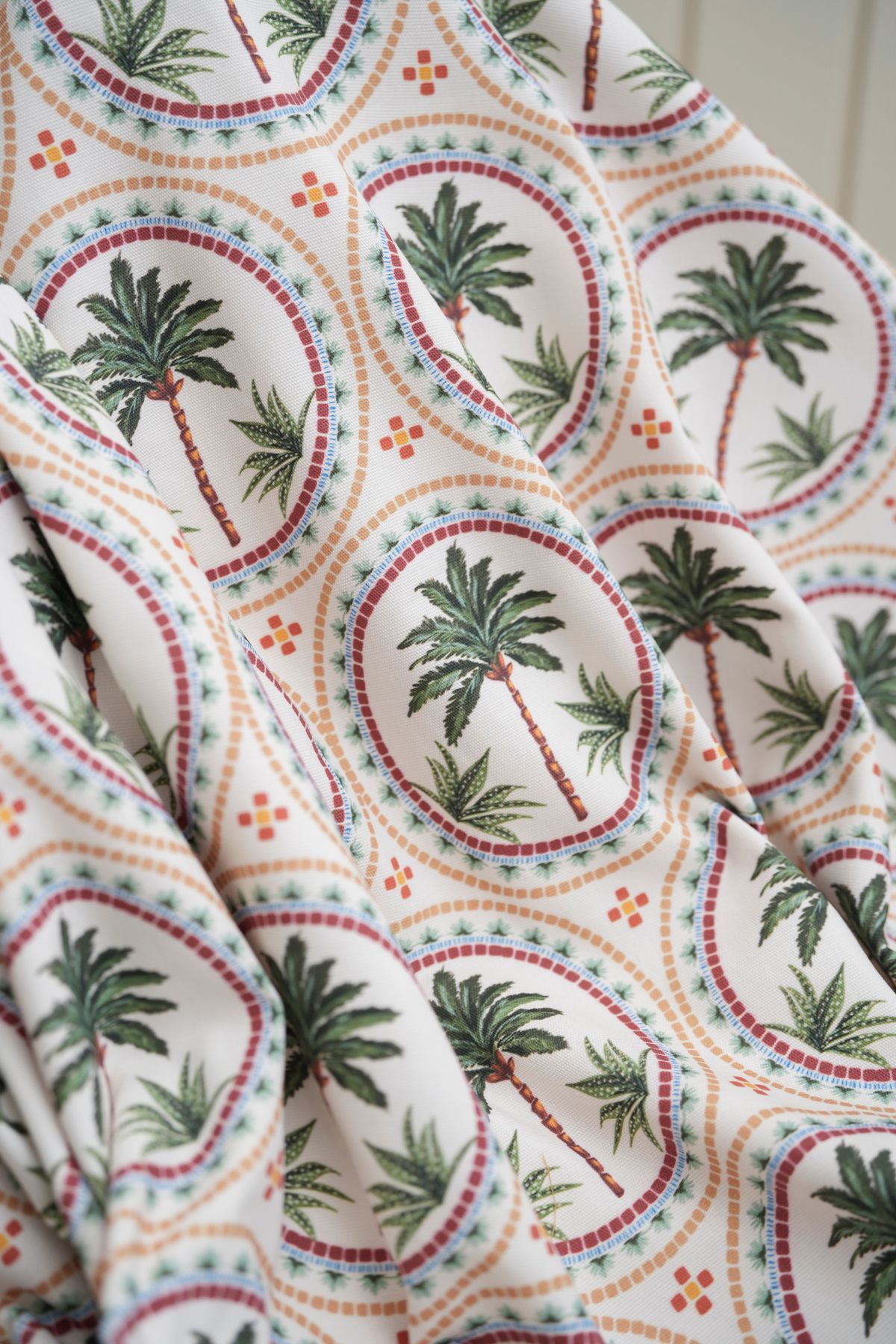 Tuğba Kuğu-Printed Panama Fabric (100% Cotton) |   Mosaic Palm Trees 2