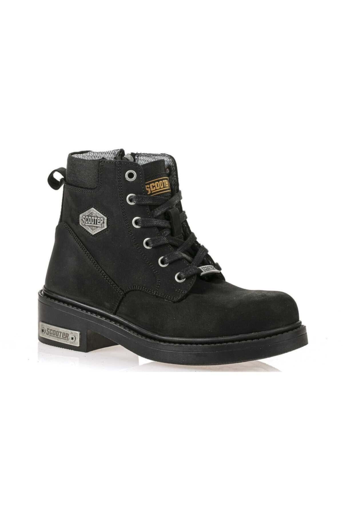 Scooter-M5121 ΓΝΗΣΙΟ ΔΕΡΜΑ ΑΝΔΡΙΚΕΣ ΜΠΟΤΕΣ CRAZY BLACK 1