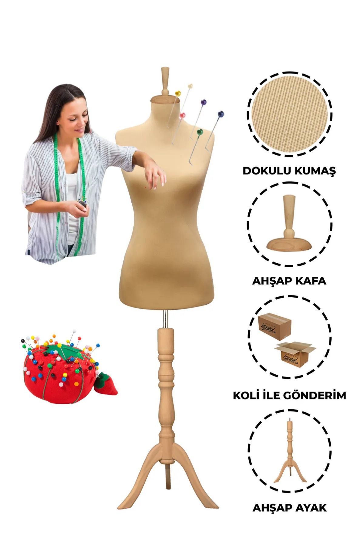 Manken İstanbul Manechin De Croitorie Pentru Verificare Manechin Cu Burete Special Pentru Culoarea Pielii Din Țesătură Femeie - 36