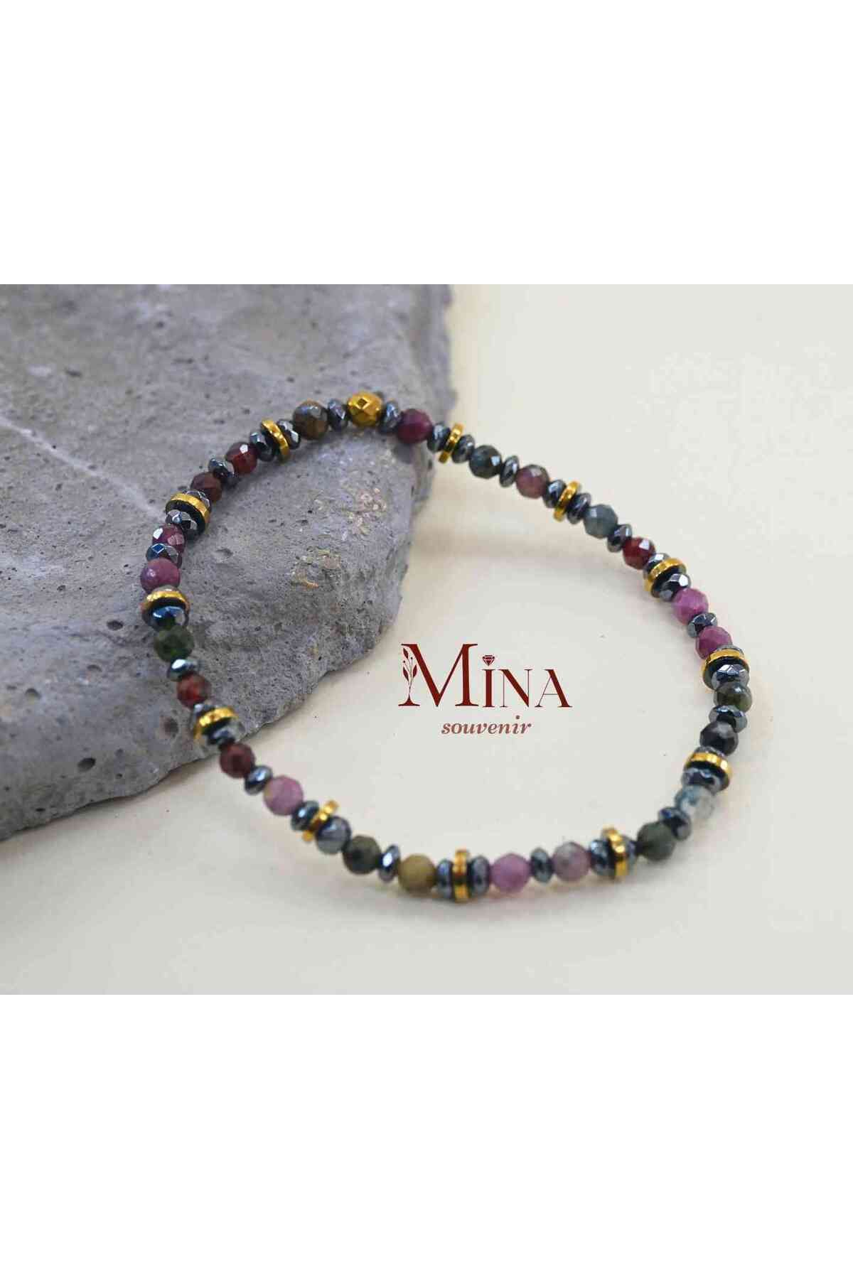 Mina Souvenir-Minimal Bracelets with Hematit with Mixed Natural Stones 3