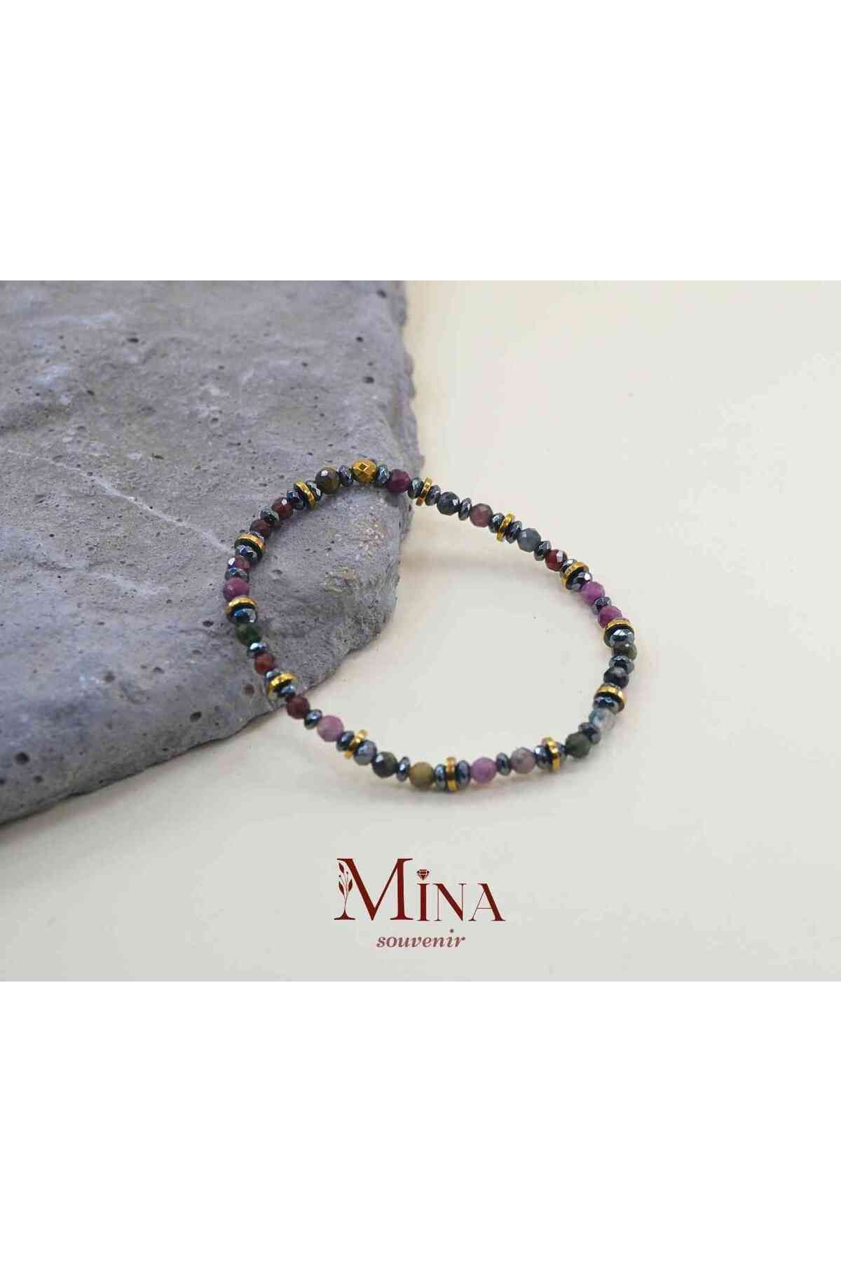 Mina Souvenir-Minimal Bracelets with Hematit with Mixed Natural Stones 1