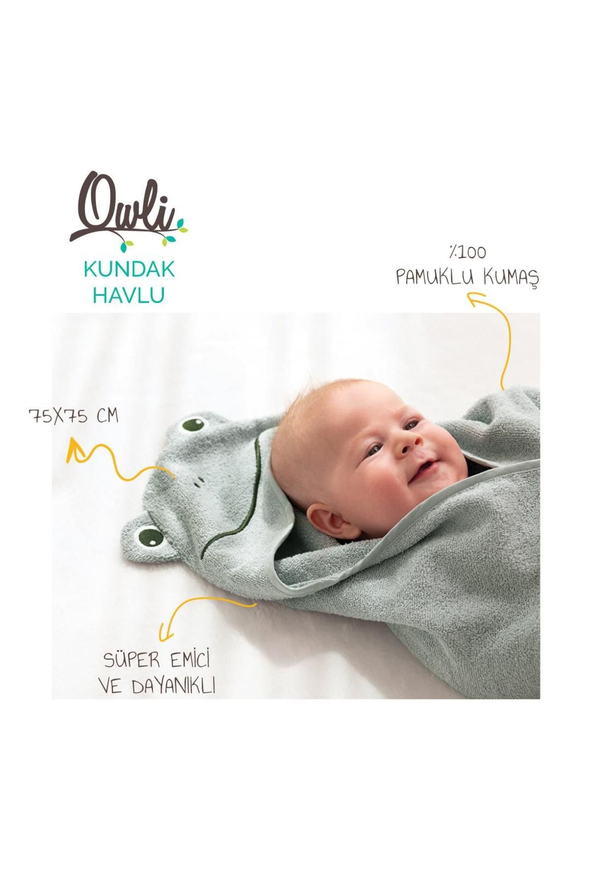 Owli-Baby & Kids Bathrobe - Green - Cotton 2