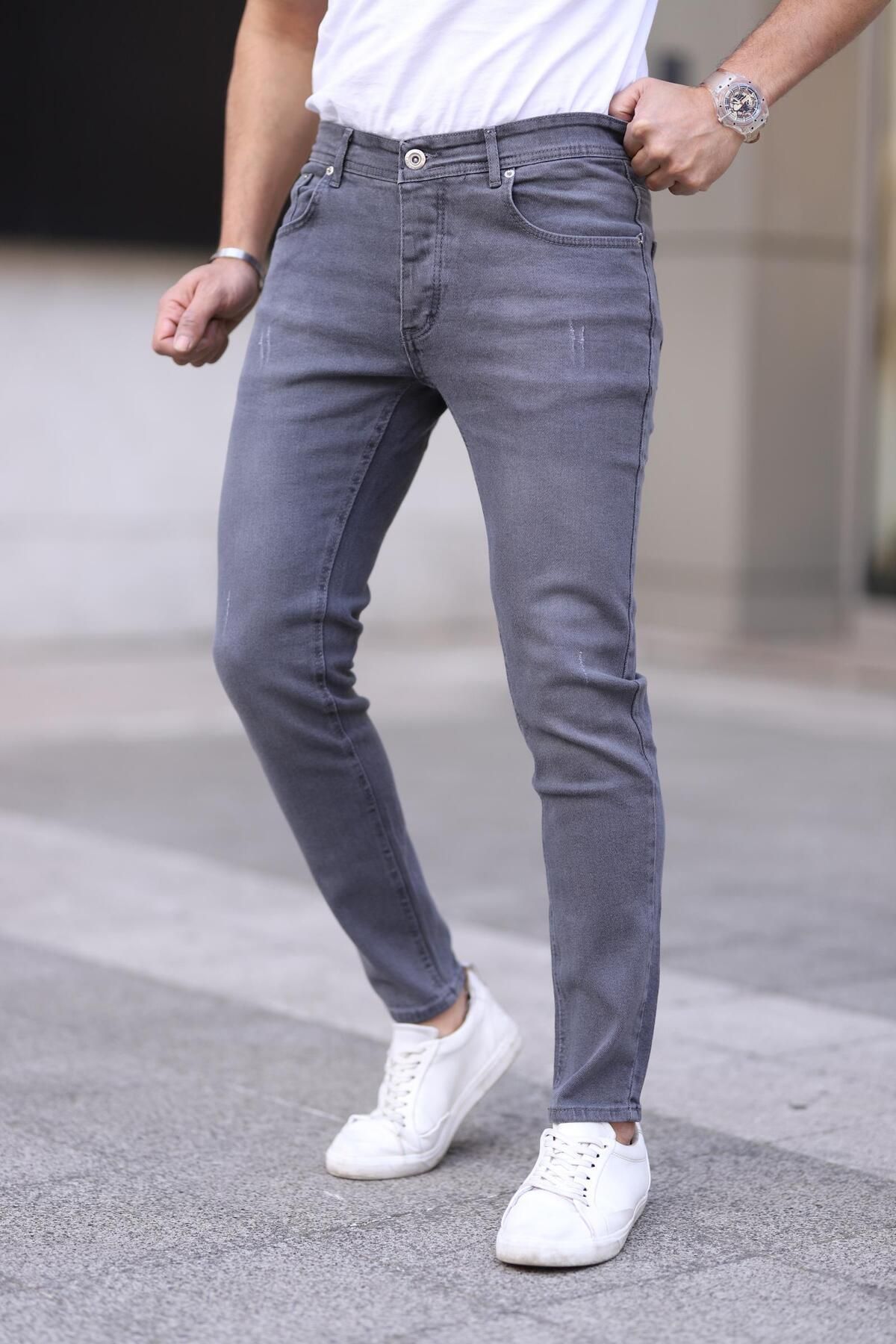 شلوار جین مردانه دکتر Dnm Remix Skinny Fit Lycra Grey Poe