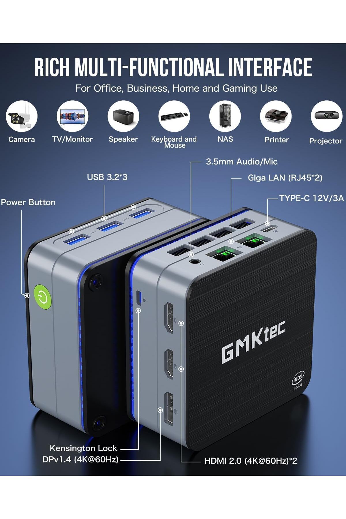 GMKtec-NucBox G2 Desktop Ultracompact Mini PC Windows 11 Pro Intel 12th Alder Lake N100 12GB DDR5 512GB SSD 6