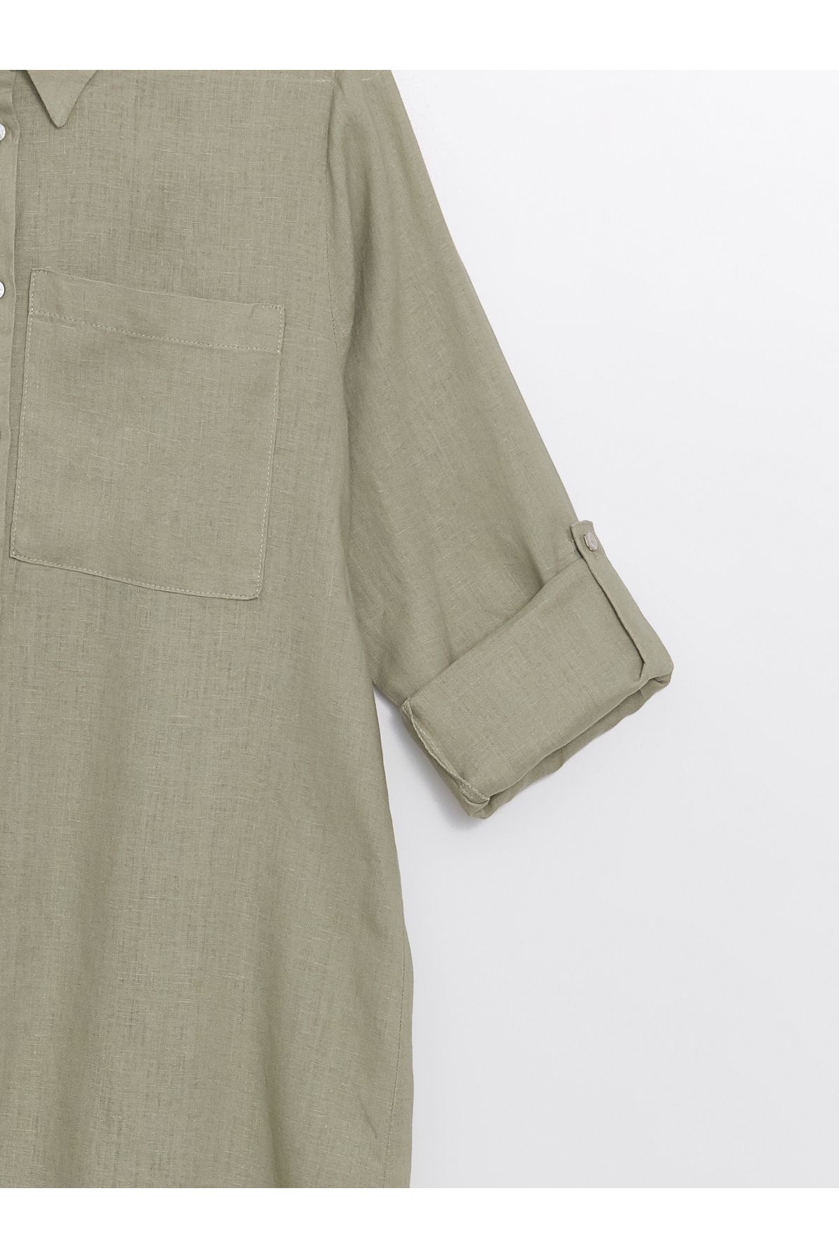 LC Waikiki-Plain Oversize Linen Women's Shirt Tunic 6