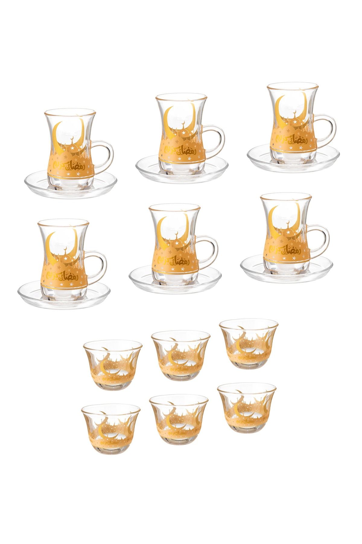 Byblos-Saudi tea and coffee set 18 pieces Turkish glass Ramadan inscription 2