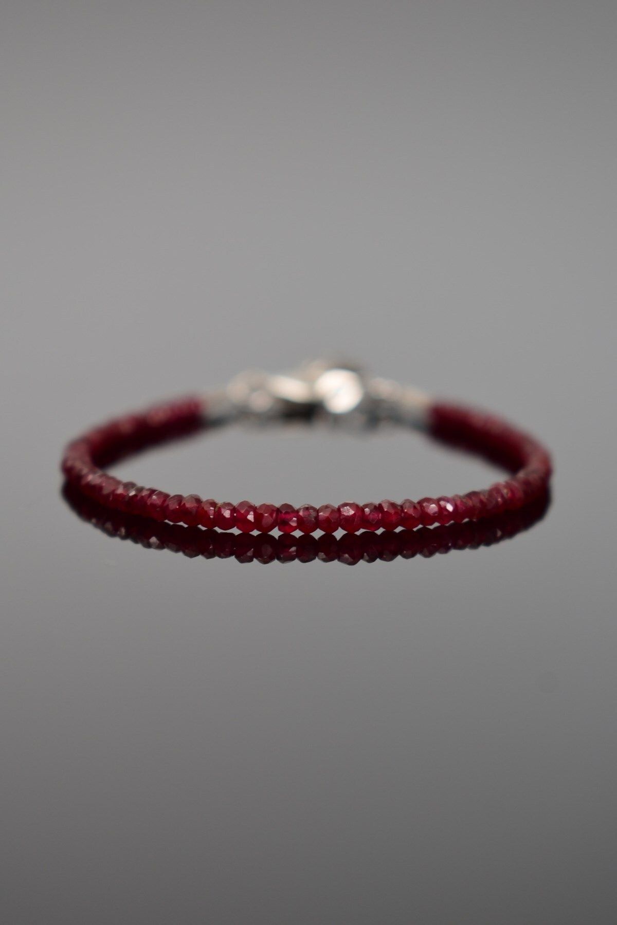 Safnaturel-3mm Wide Ruby Natural Stone Bracelet 1