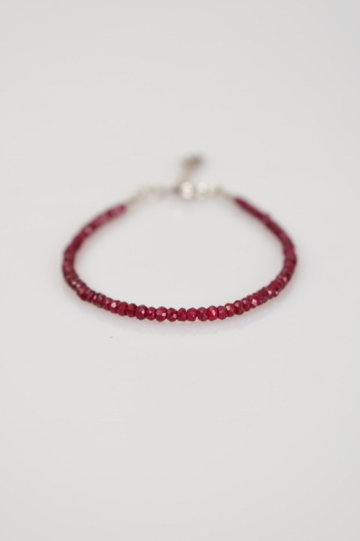 Safnaturel-3mm Wide Ruby Natural Stone Bracelet 3