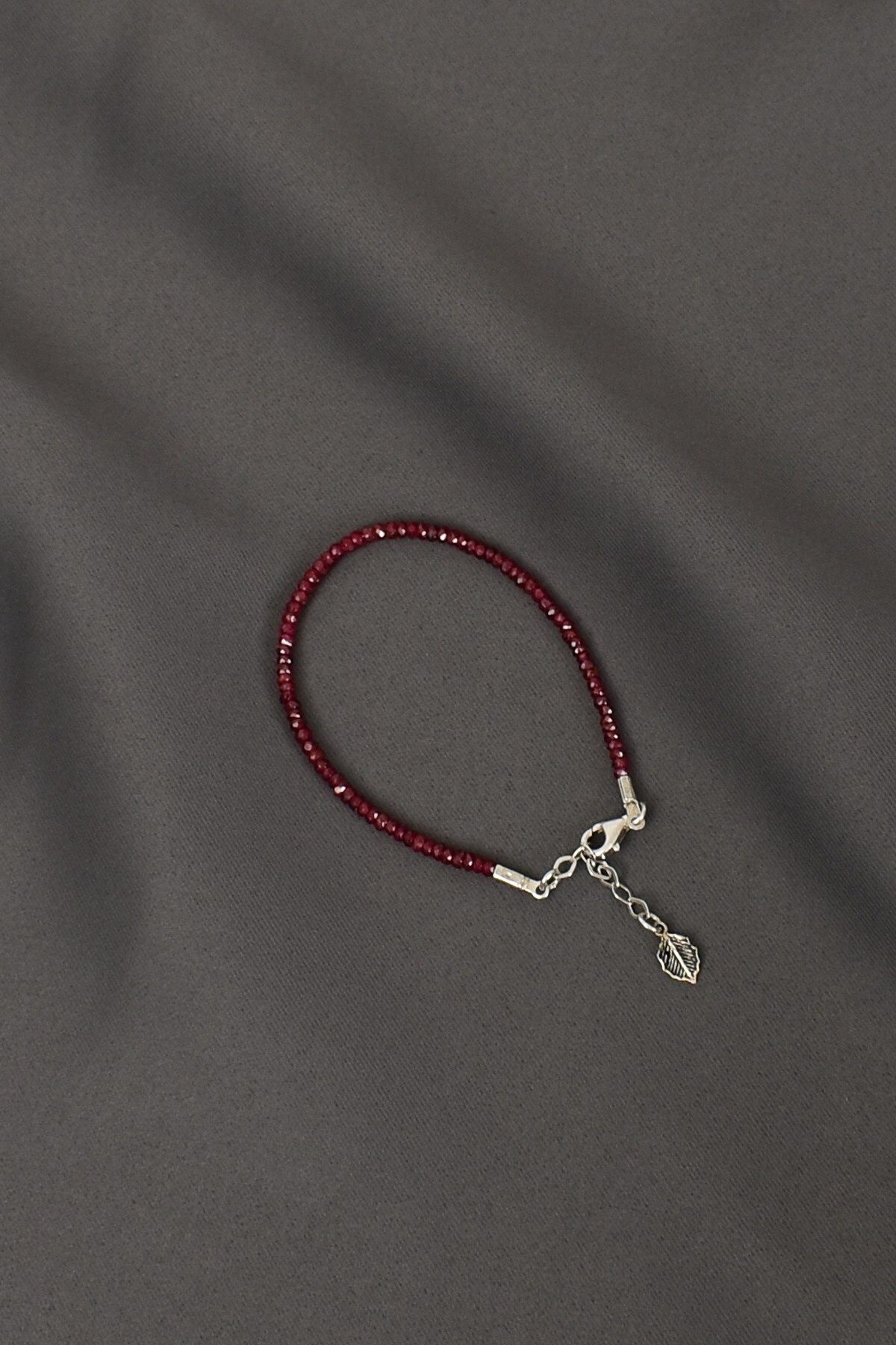 Safnaturel-3mm Wide Ruby Natural Stone Bracelet 5