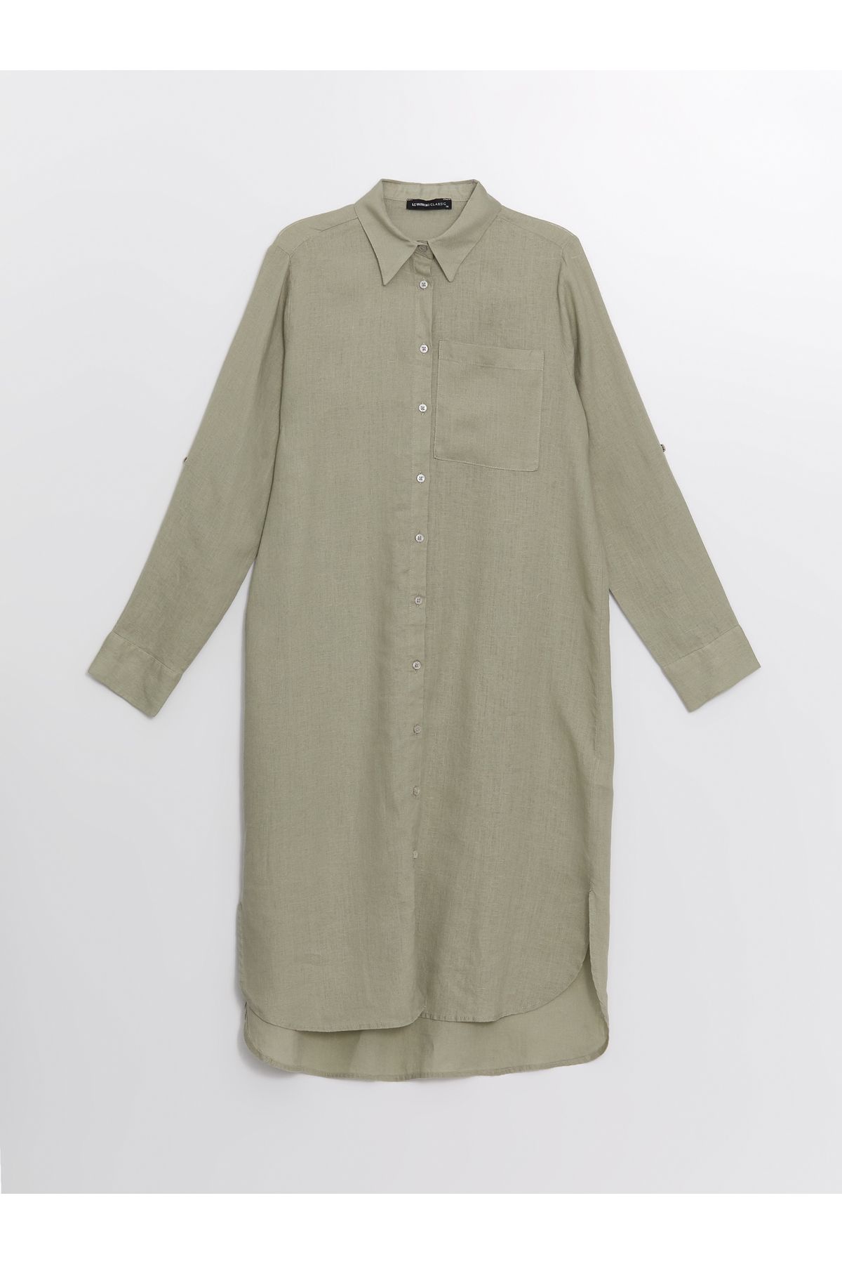 LC Waikiki-Plain Oversize Linen Women's Shirt Tunic 5
