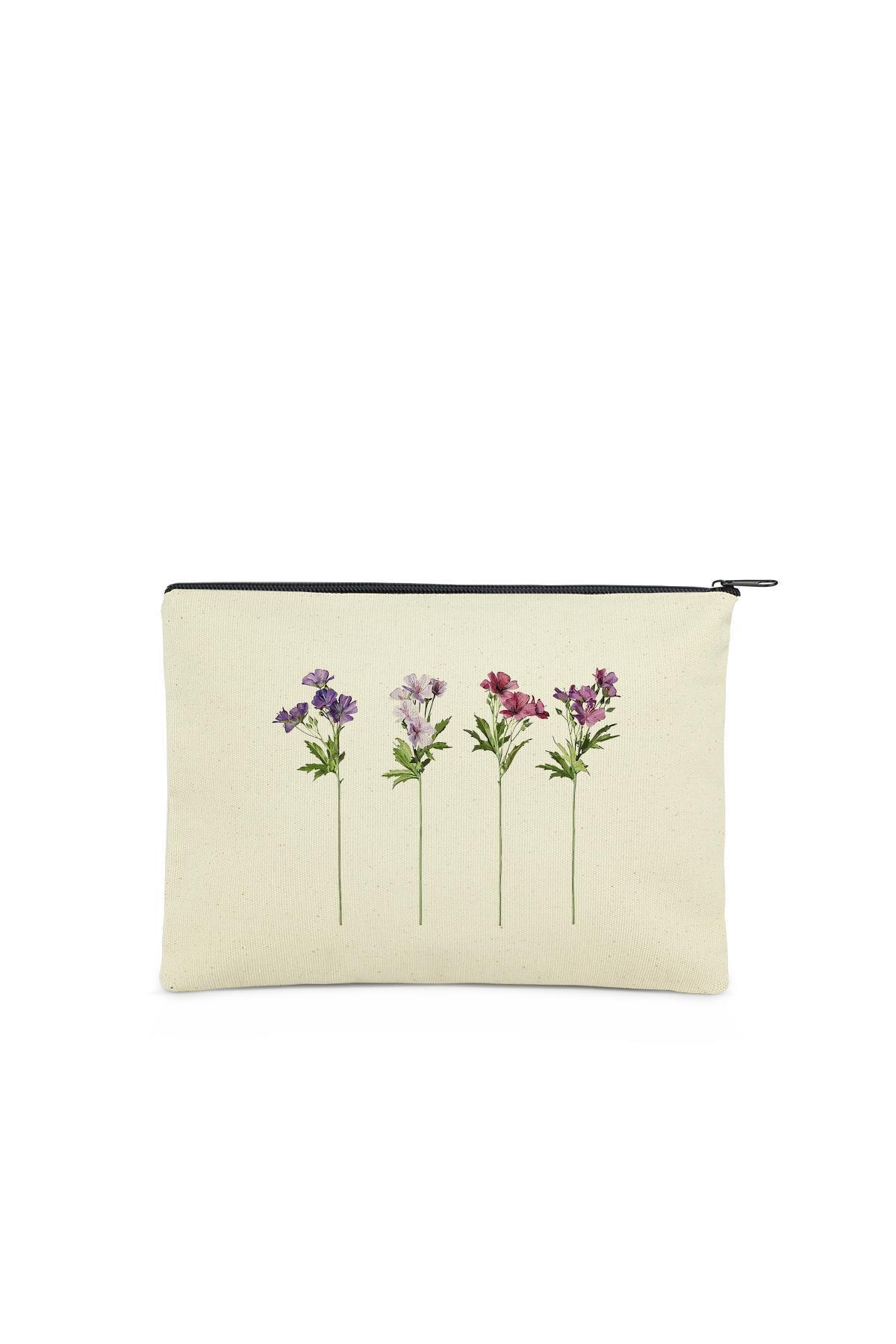 Çınar Bez Çanta  Paket Uzun Dallı Çiçekler Kanvas Kumaş Bez Çanta - Görsel 3