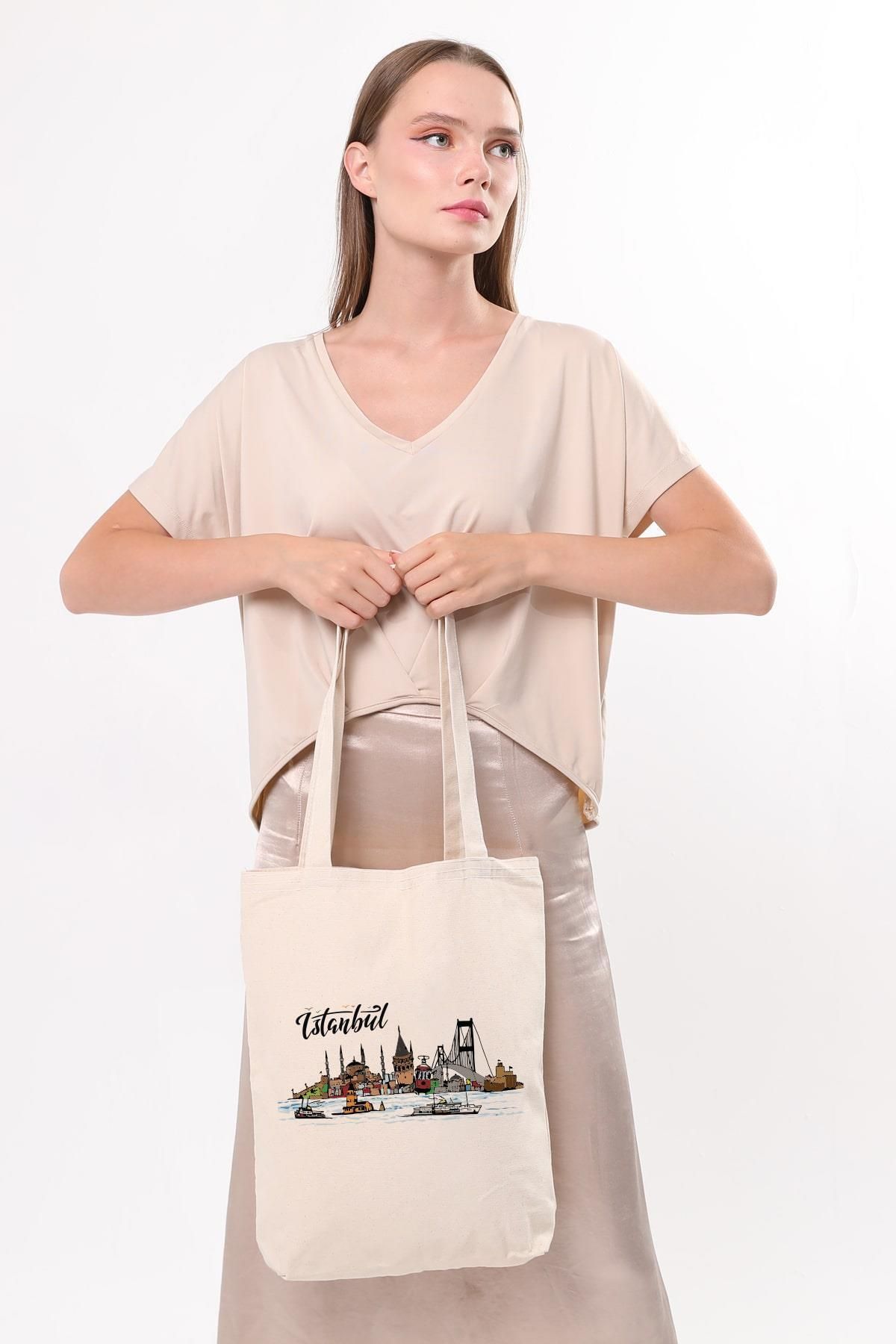 Çınar Bez Çanta-Canvas Colorful Istanbul Printed Cloth Bag 4
