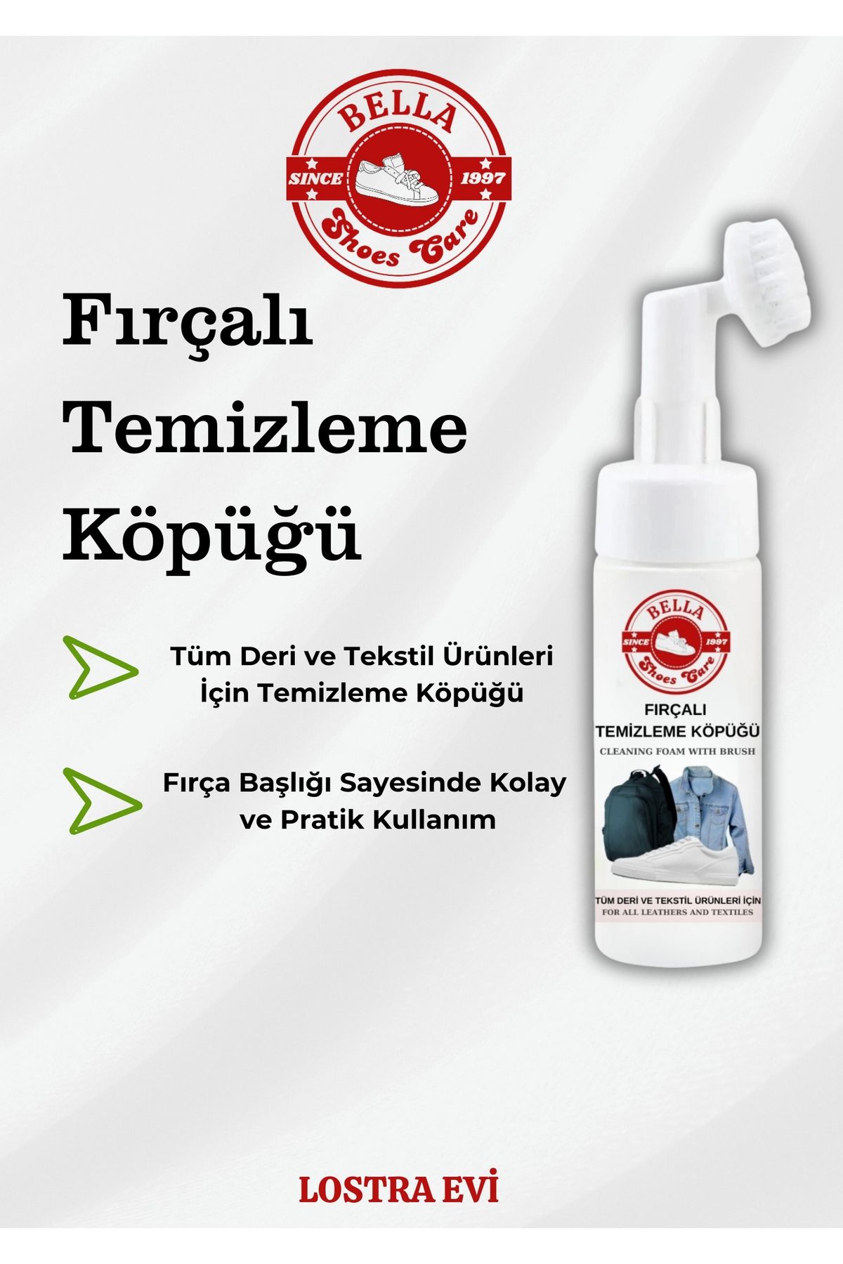 BSC SHOES CARE Bella Fırçalı Spor Ayakkabı Bakım Temizleme Köpüğü 150ml