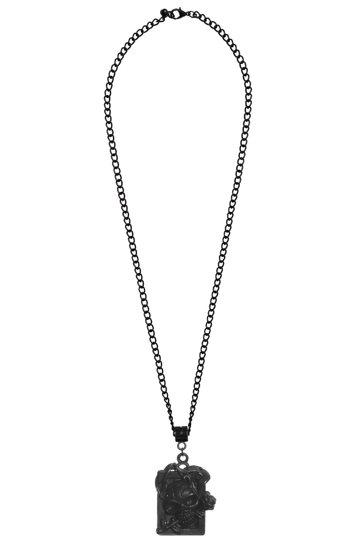 LABALABA-Men's Black Oxide Plated Gothic Skull Icon Necklace 7