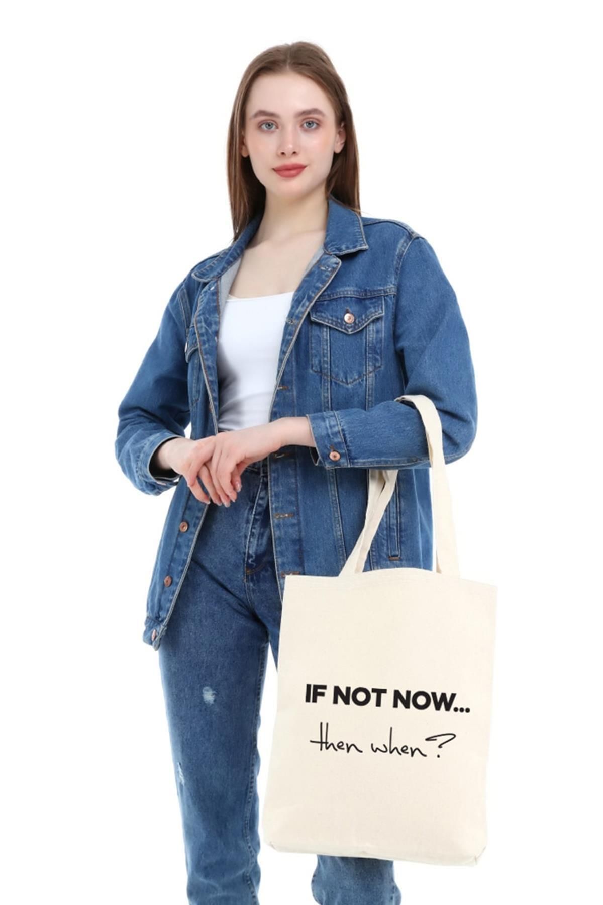 Çınar Bez Çanta-Canvas If Not Now Cloth Bag C0541 3