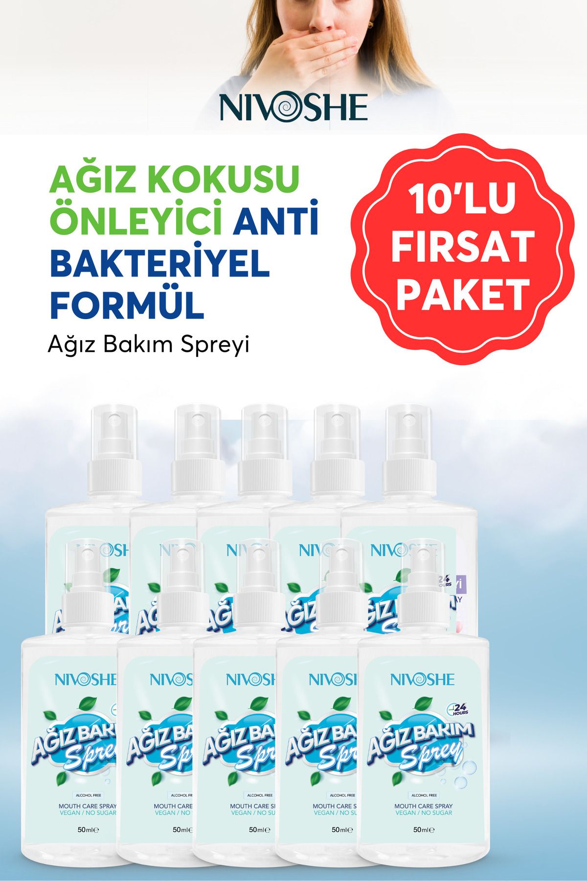 NIVOSHE Premium Ağız Spreyi 50ml Ağız Kokusu Önleyici Sprey Ağız Kokusu Spreyi Propolisli 12