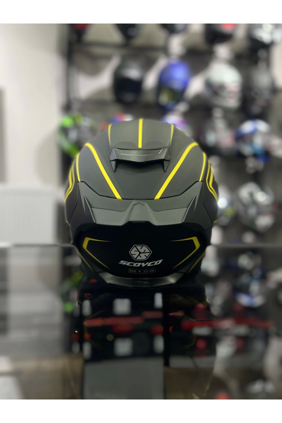 Scoyco-871 Flash Yellow Black Closed Helmet 3