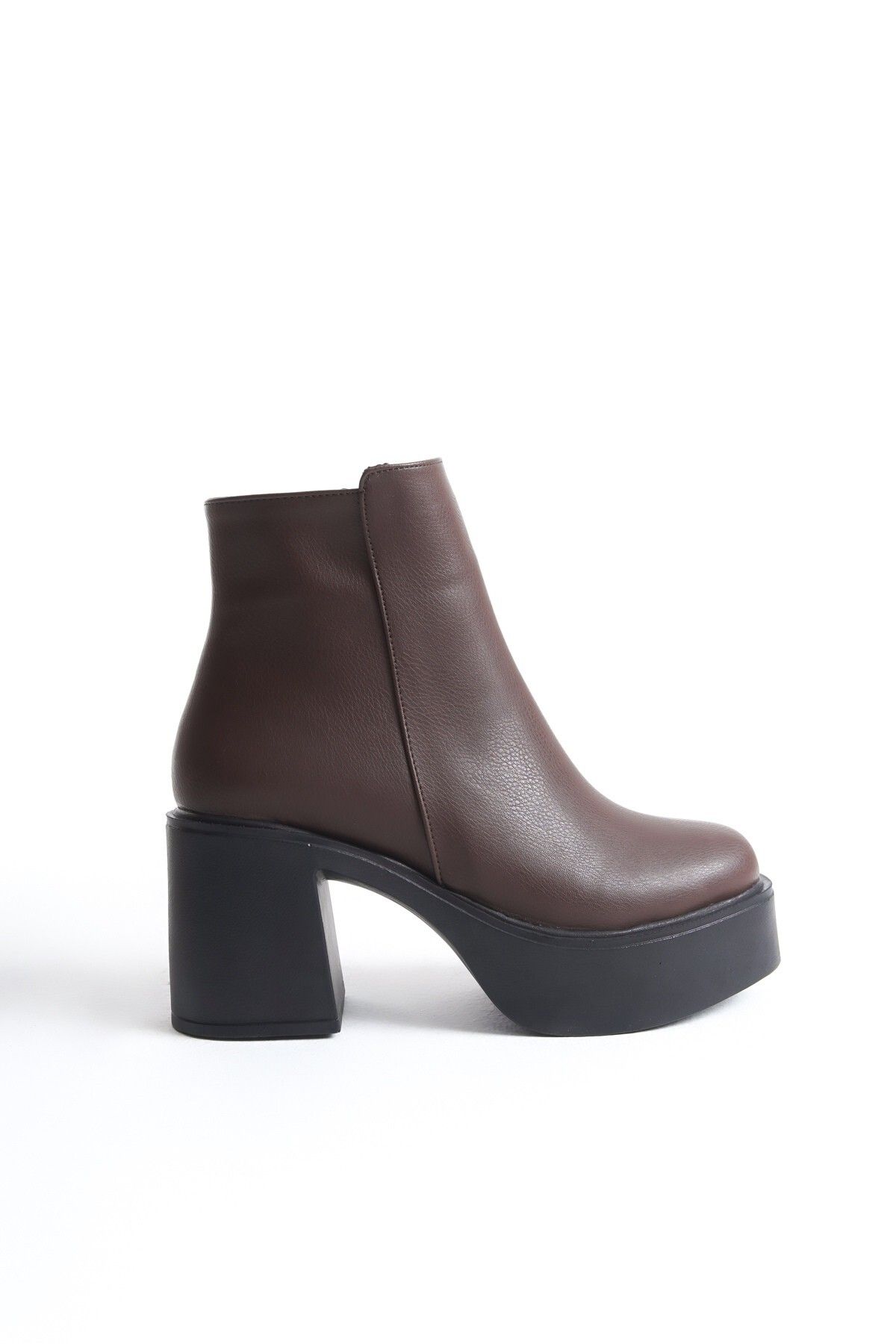 Modabuymus-Hancez Bitter Brown Platform Heeled Comfortable Women's Boots 4